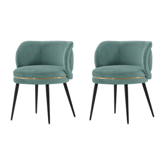 Manhattan Comfort Modern Kaya Pleated Velvet Dining Chair in Mint Green - Set of 2 2-DC080-MG