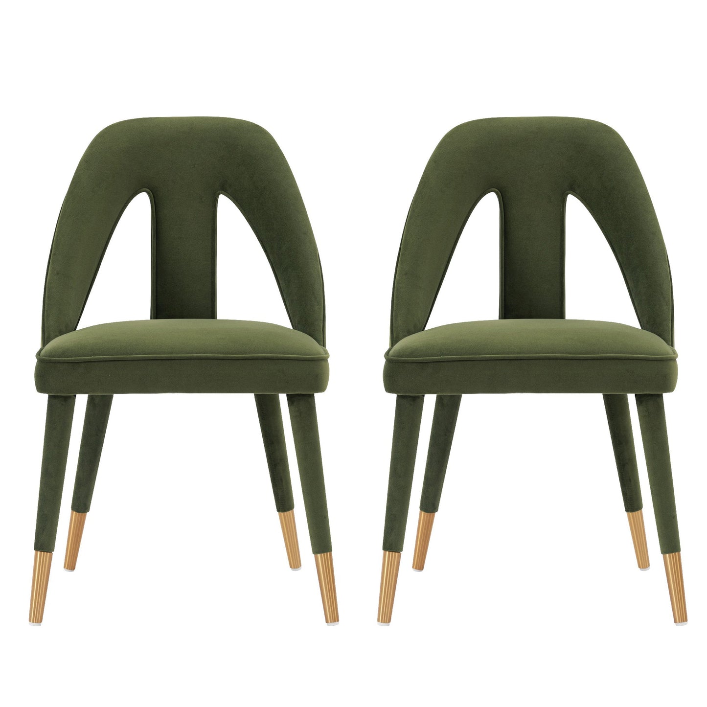 Manhattan Comfort Modern Neda Velvet  Dining Chair in Olive Green - Set of 2 2-DC081-OG