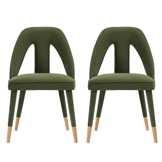 Manhattan Comfort Modern Neda Velvet  Dining Chair in Olive Green - Set of 2 2-DC081-OG