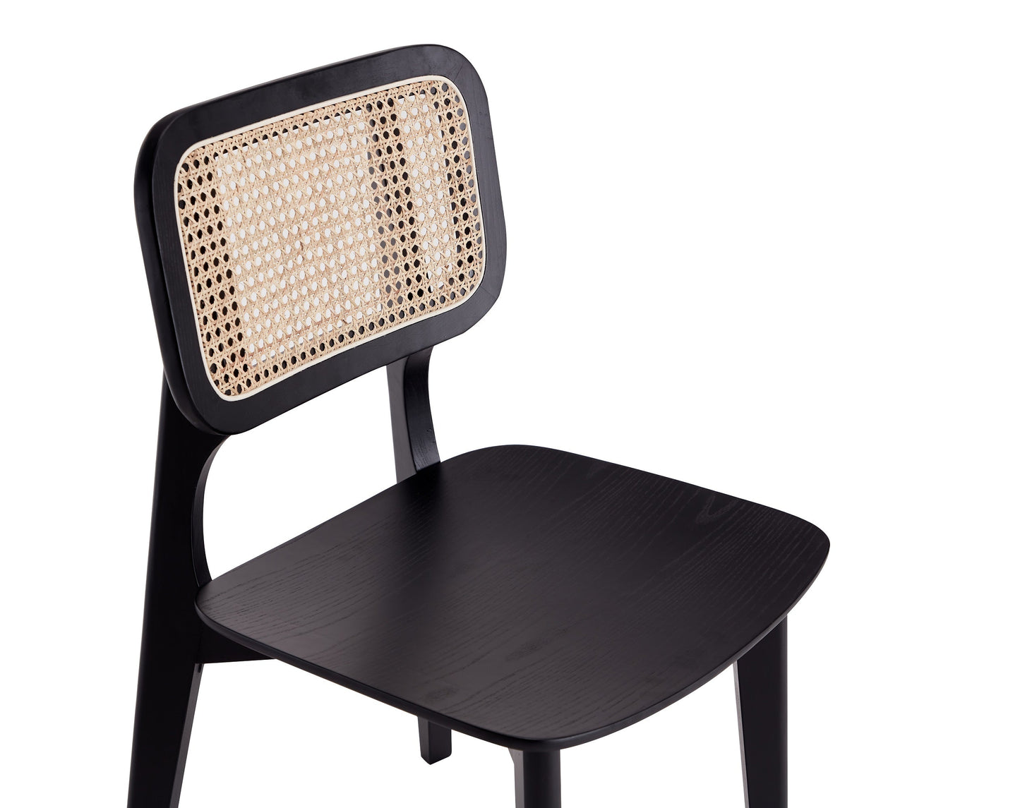 Manhattan Comfort Versailles Square Dining Chair in Black and Natural Cane - Set of 4 2-DCCA01-BK