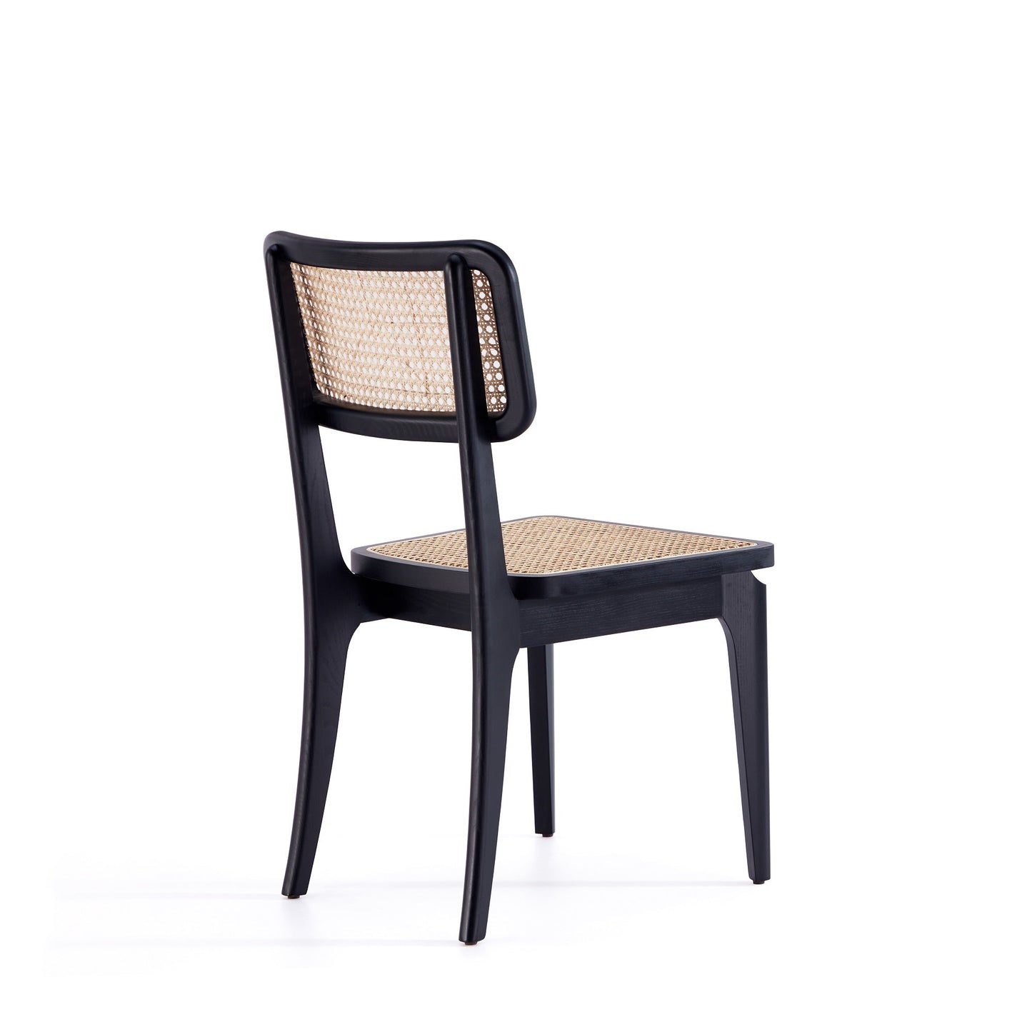 Manhattan Comfort Giverny Dining Chair in Black and Natural Cane - Set of 4 2-DCCA04-BK