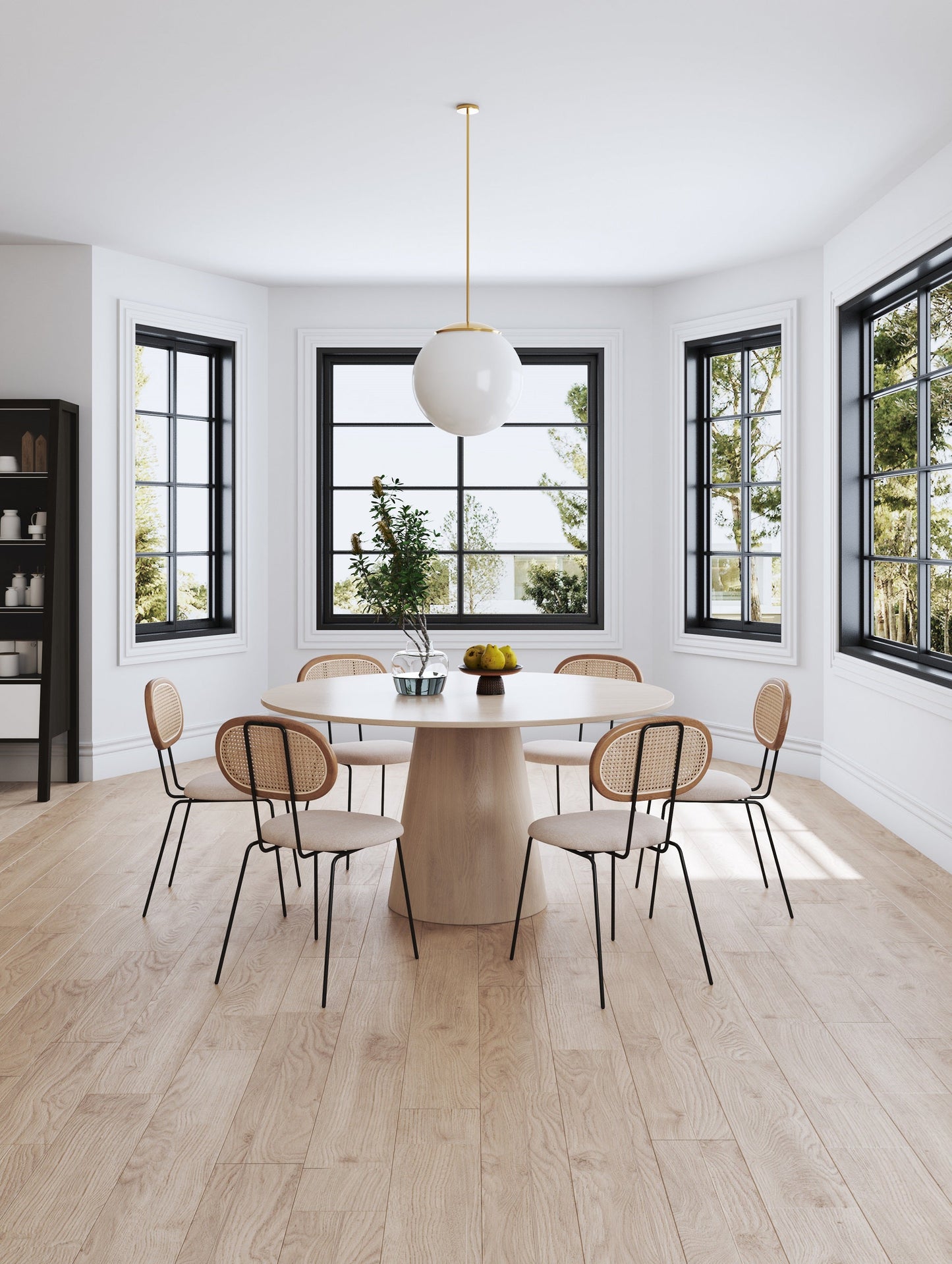 Manhattan Comfort Jardin Dining Chair in Nature Cane and Oatmeal Upholstered Seating - Set of 4 2-DCCA06-OM