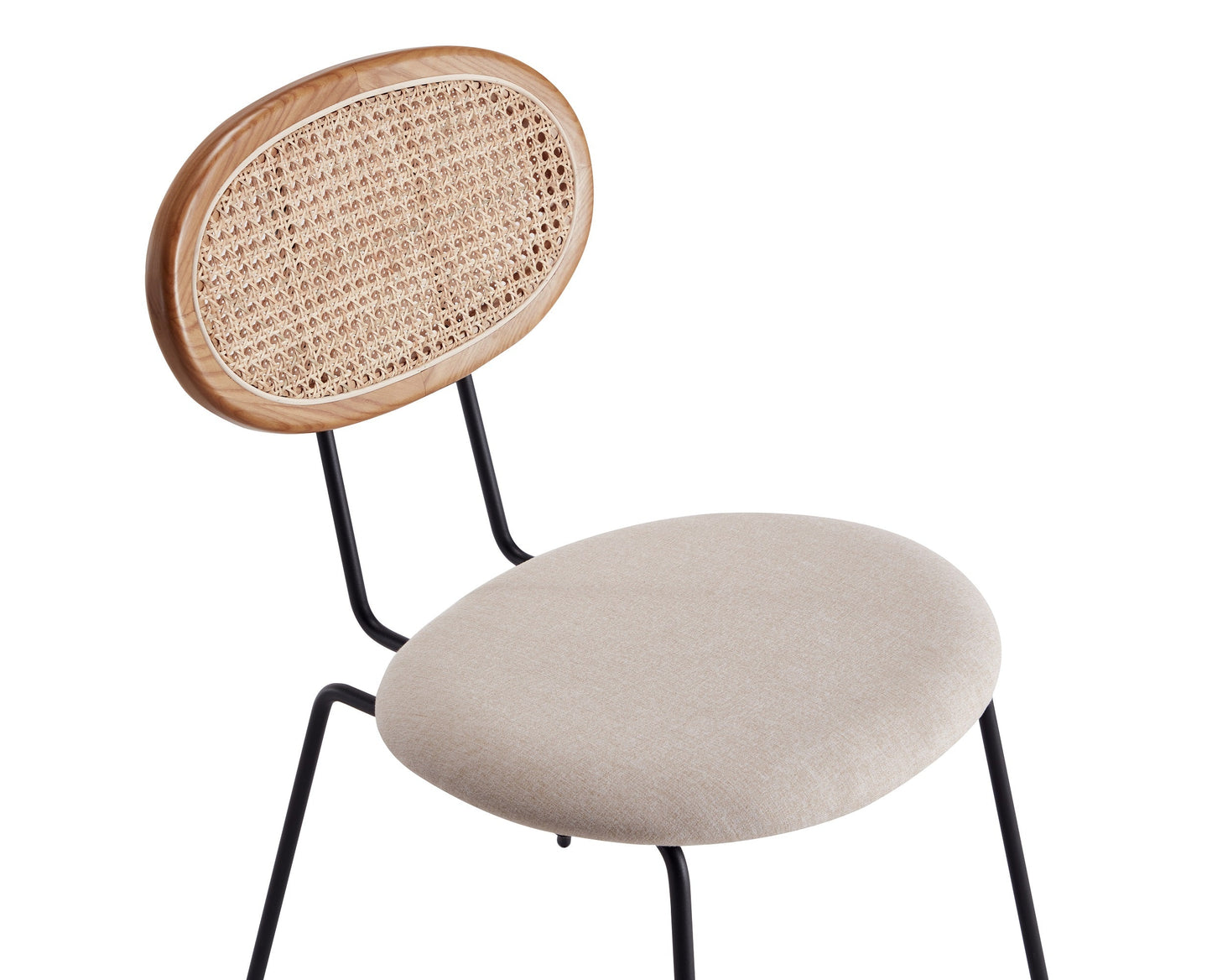 Manhattan Comfort Jardin Dining Chair in Nature Cane and Oatmeal Upholstered Seating - Set of 4 2-DCCA06-OM