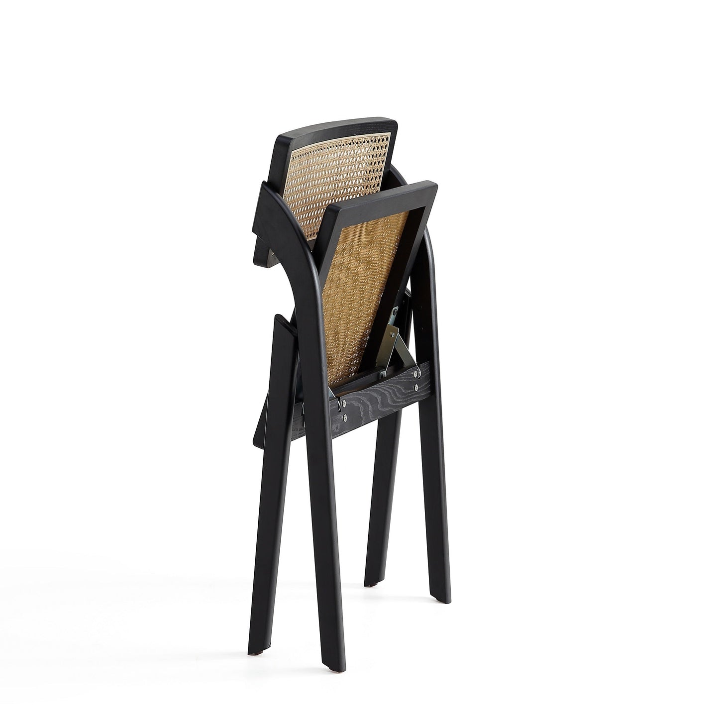 Manhattan Comfort Lambinet Folding Dining Chair in Black and Natural Cane - Set of 4 2-DCCA07-BK