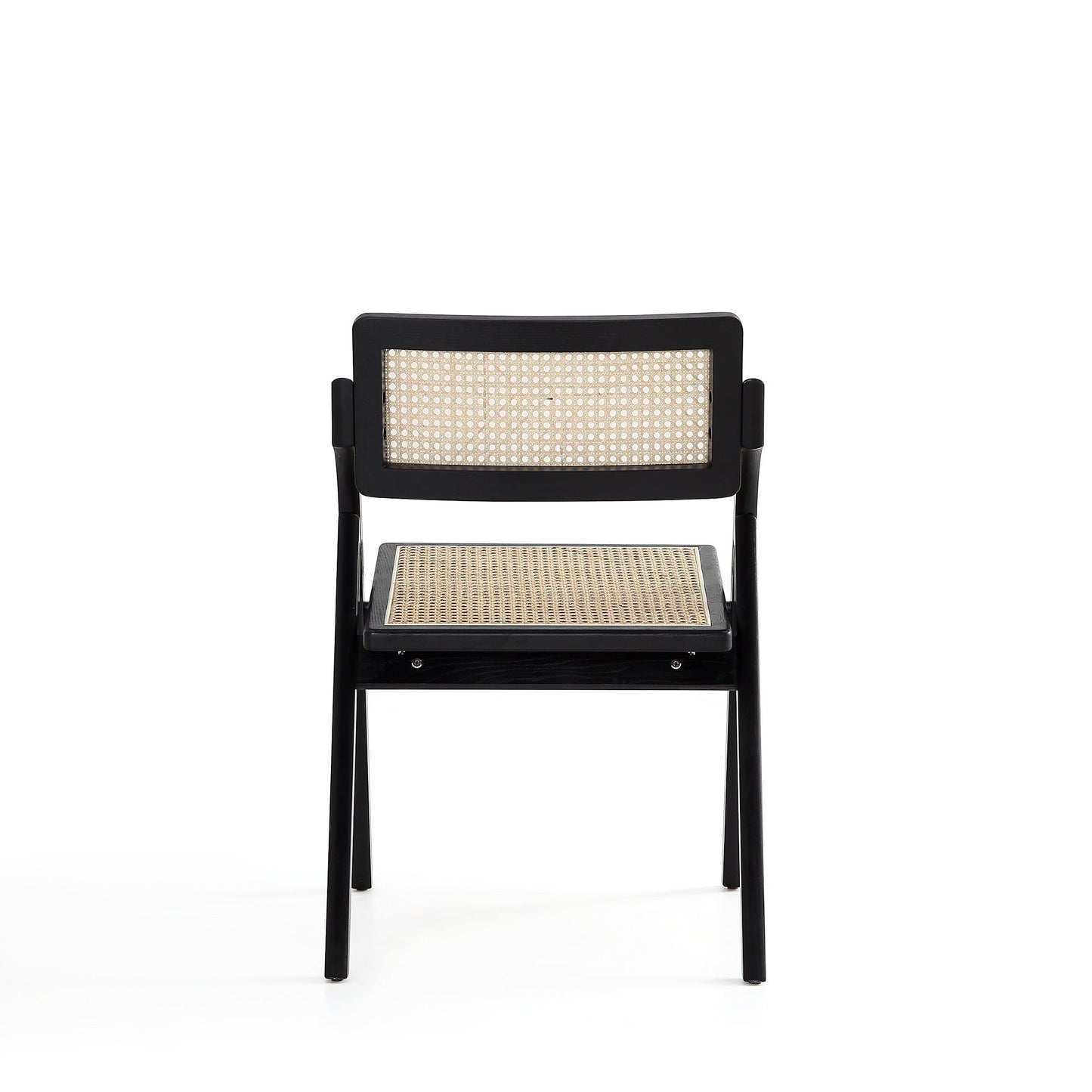 Manhattan Comfort Lambinet Folding Dining Chair in Black and Natural Cane - Set of 4 2-DCCA07-BK