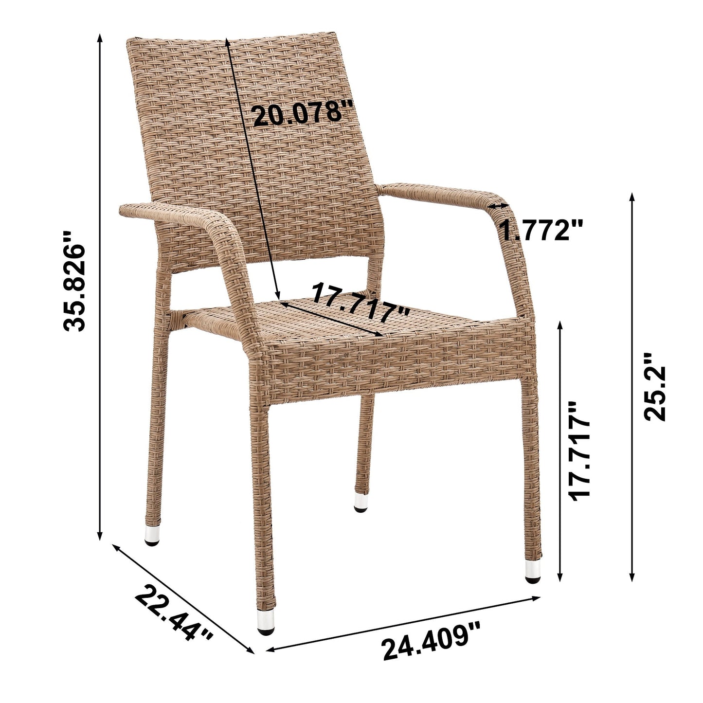 Manhattan Comfort 2-Piece Genoa Patio Dining Armchair in Nature Tan Weave 2-OD-DC002-NE