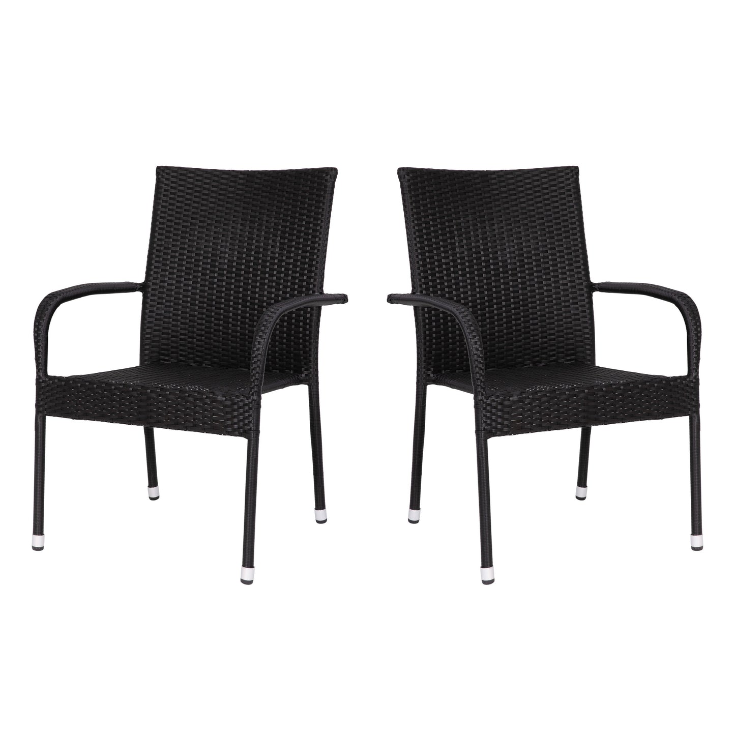 2PK Black Patio Armchairs 2-TW-3WBE073-BK-GG
