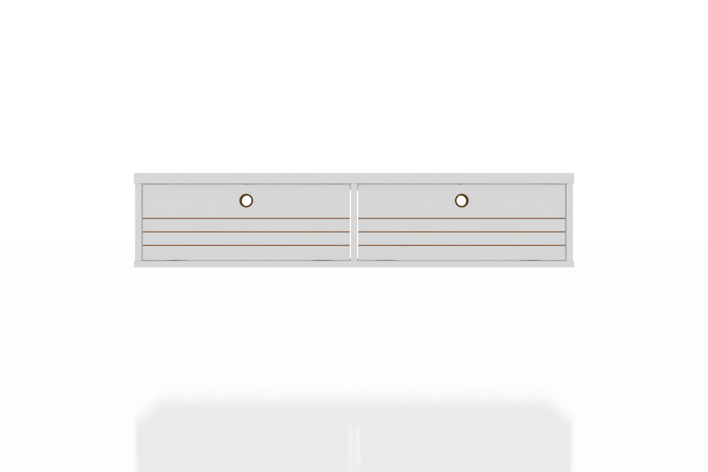 Manhattan Comfort Liberty 42.28 Mid-Century Modern Floating Office Desk with 2 Shelves in White 225BMC6