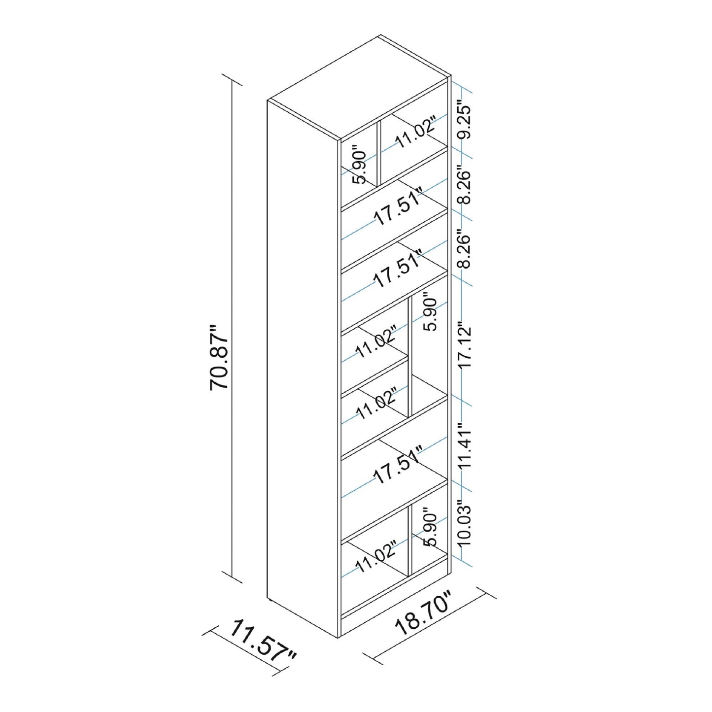 Manhattan Comfort Durable Valenca Bookcase 4.0 with 10-Shelves in White 22AMC6