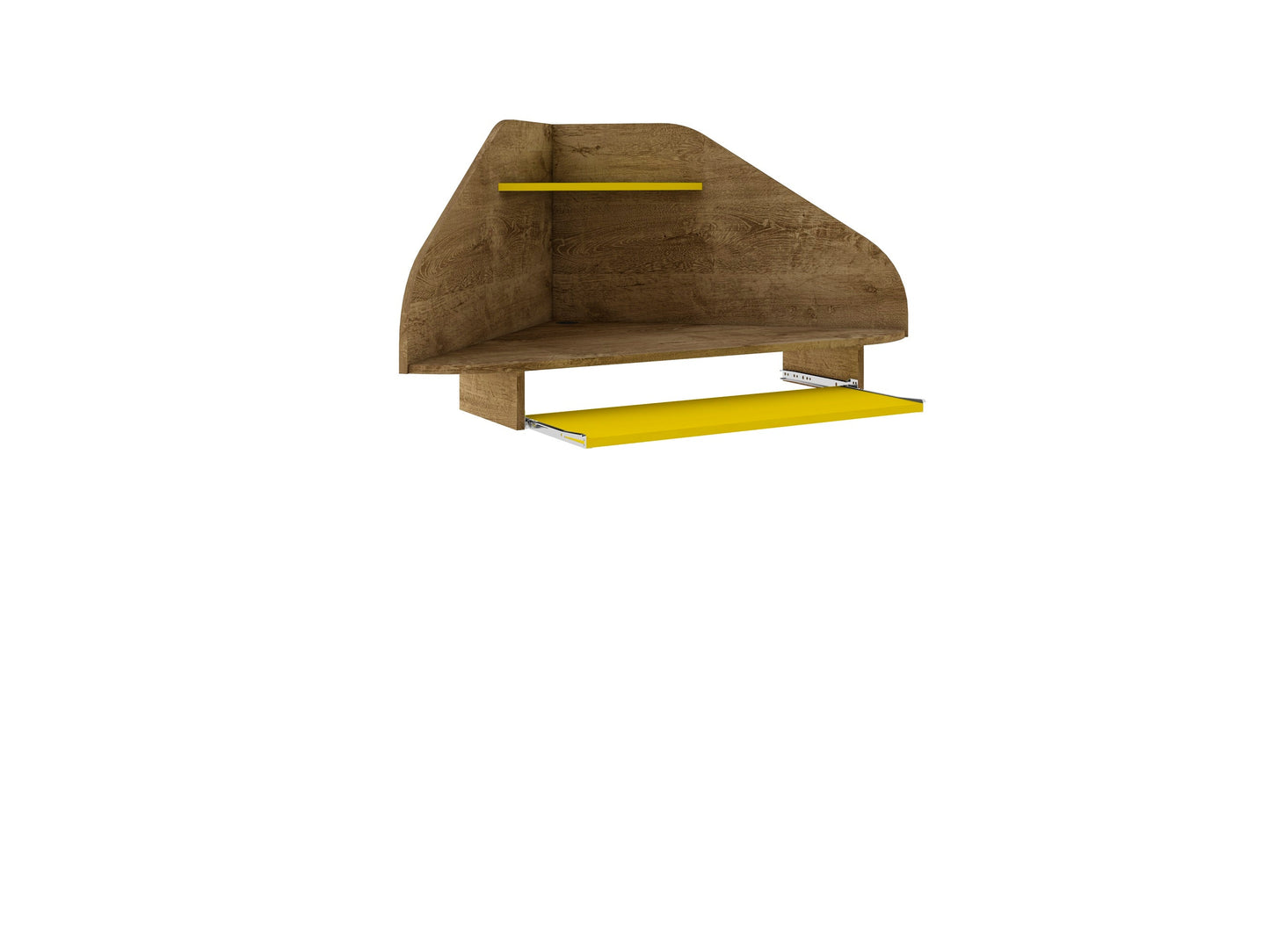 Manhattan Comfort Bradley Floating Corner Desk with Keyboard Shelf in Rustic Brown and Yellow 231BMC94