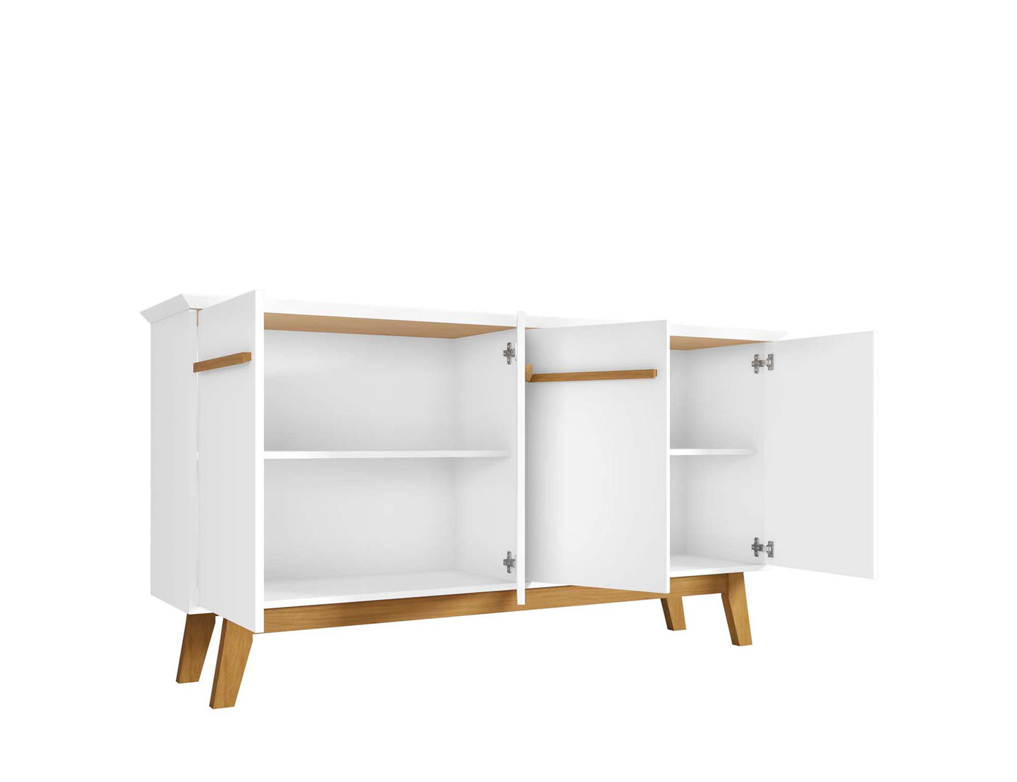 Manhattan Comfort Yonkers 62.99 Sideboard with Solid Wood Legs and 2 Cabinets in White 232BMC6
