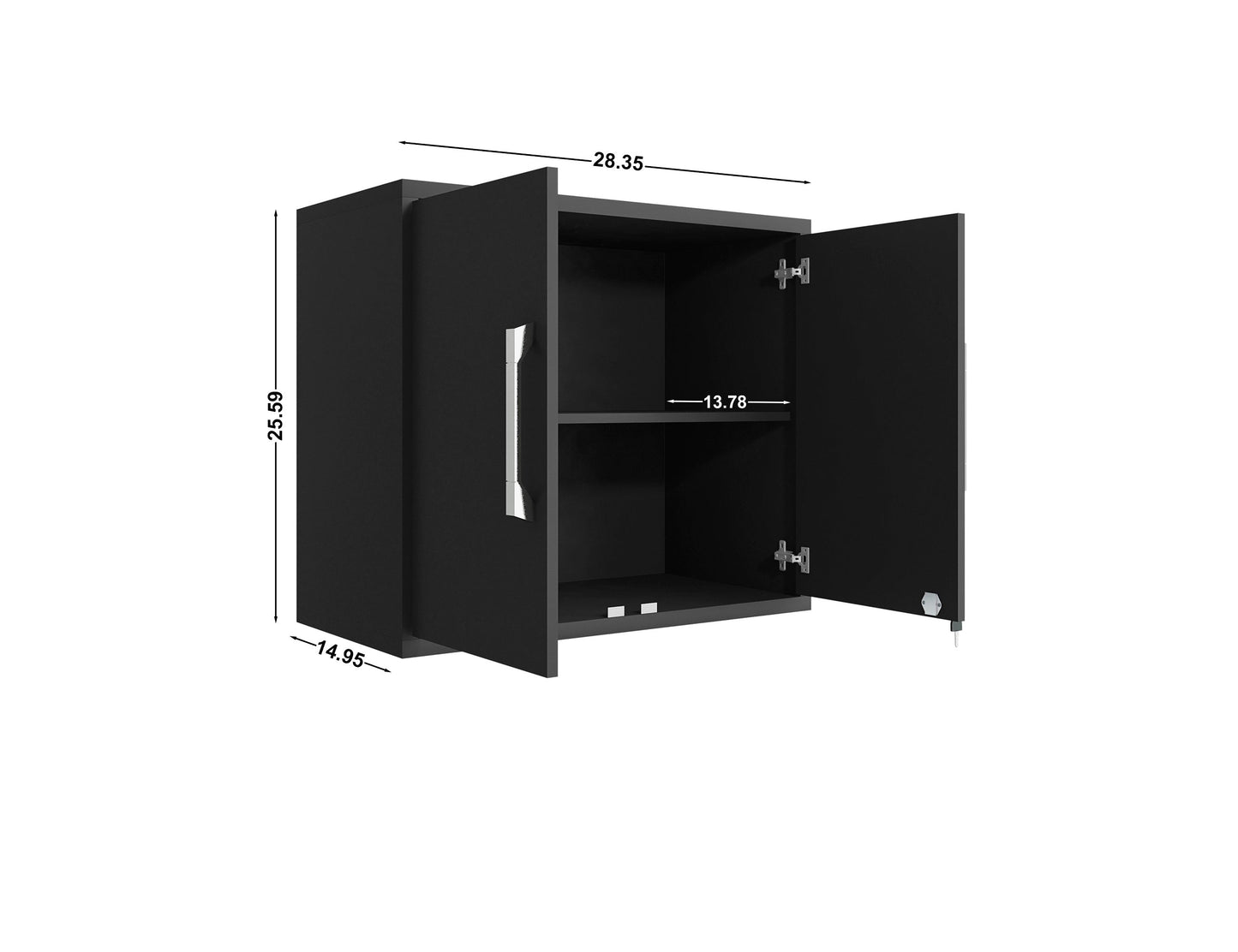 Manhattan Comfort Eiffel Floating Garage Storage Cabinet with Lock and Key in Black Matte 251BMC8