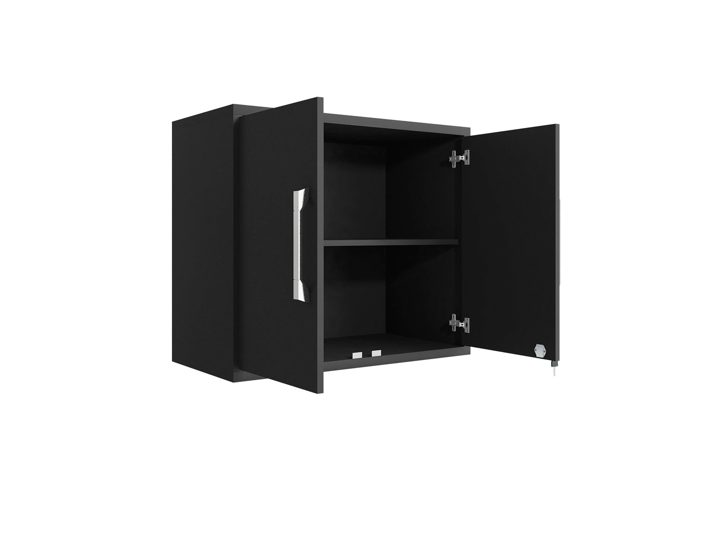 Manhattan Comfort Eiffel Floating Garage Storage Cabinet with Lock and Key in Black Matte 251BMC8
