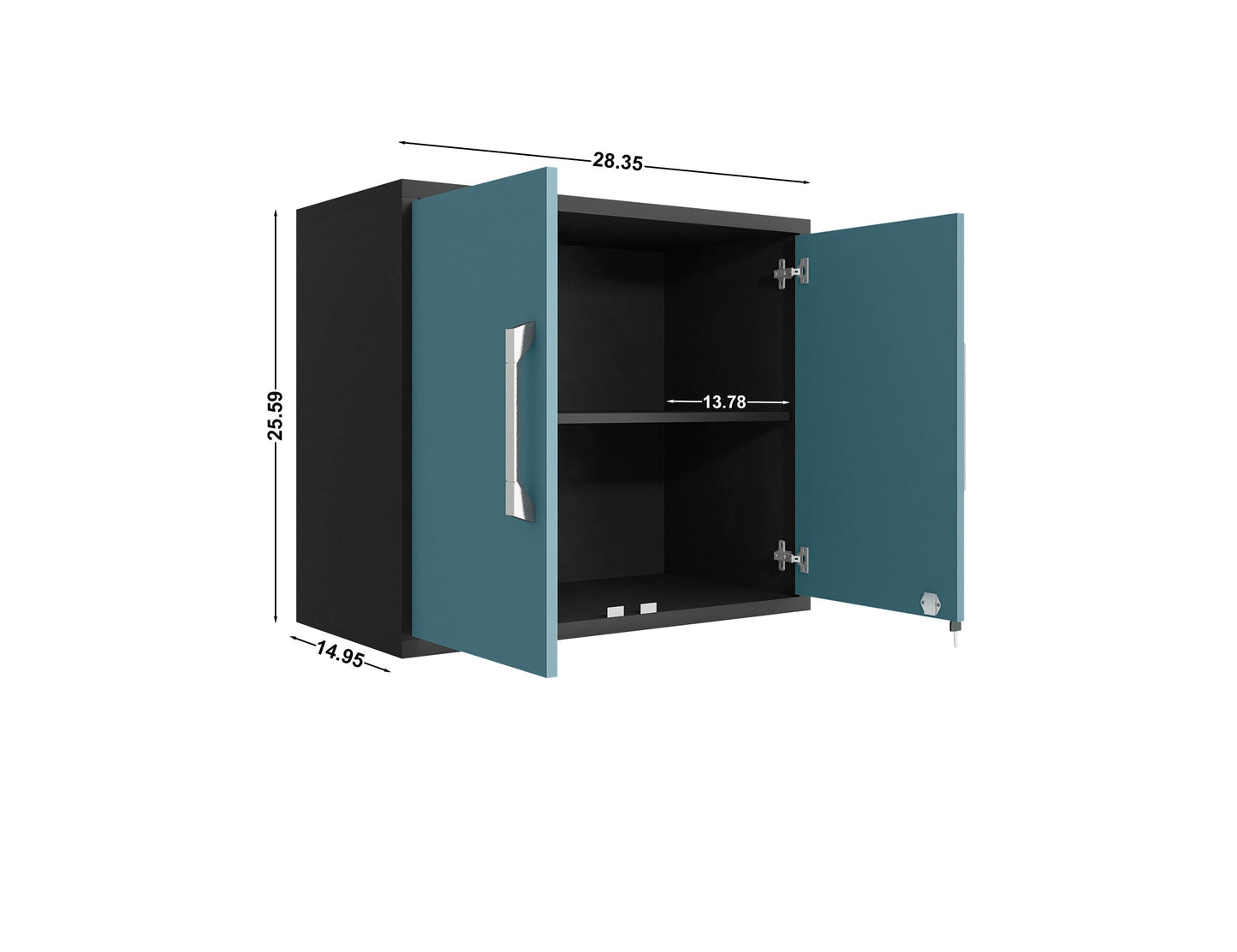 Manhattan Comfort Eiffel Floating Garage Storage Cabinet with Lock and Key in Blue Gloss 251BMC83