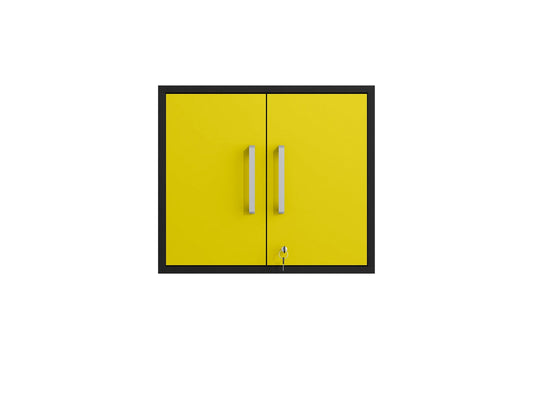Manhattan Comfort Eiffel Floating Garage Storage Cabinet with Lock and Key in Yellow Gloss 251BMC84