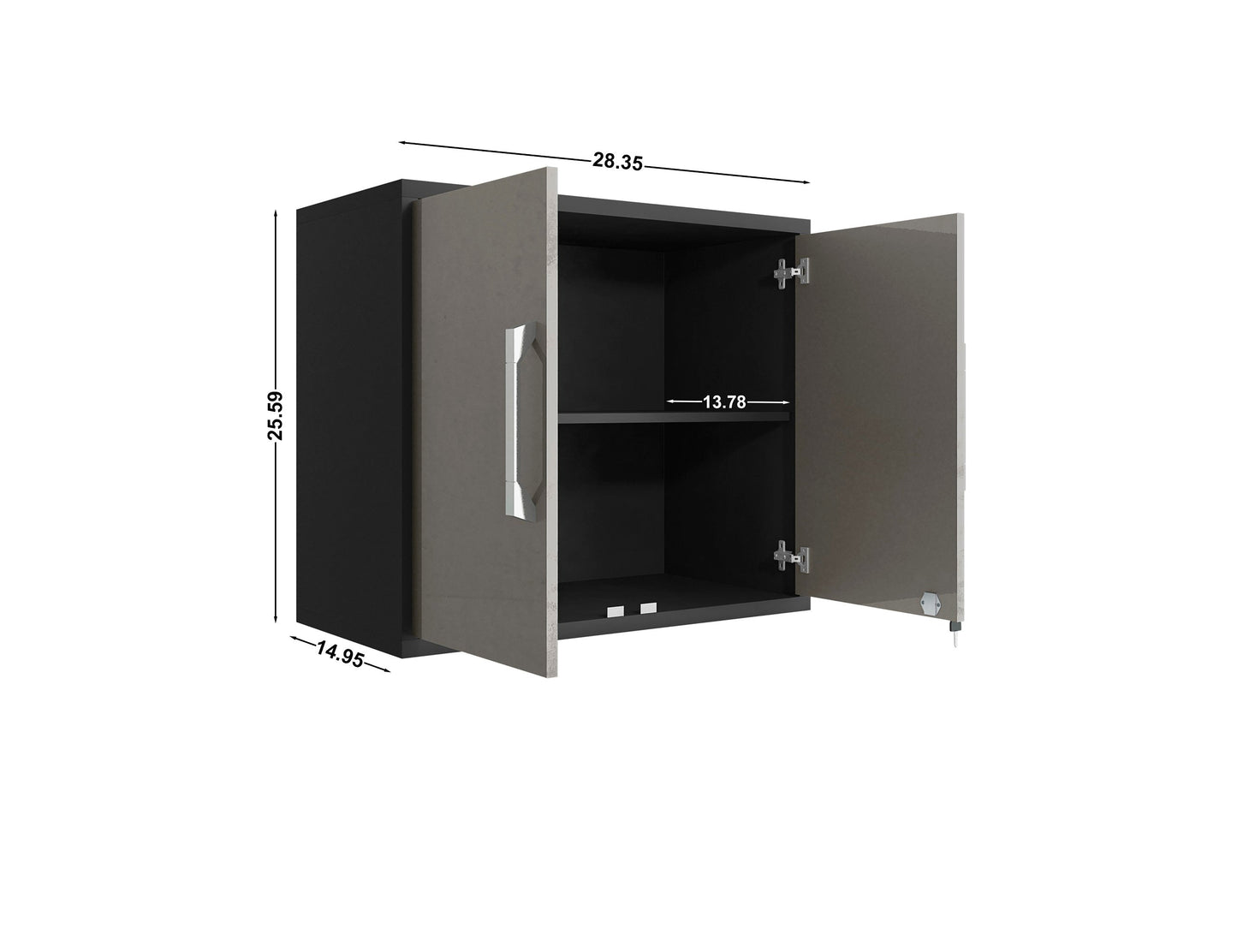 Manhattan Comfort Eiffel Floating Garage Storage Cabinet with Lock and Key in Grey Gloss 251BMC85