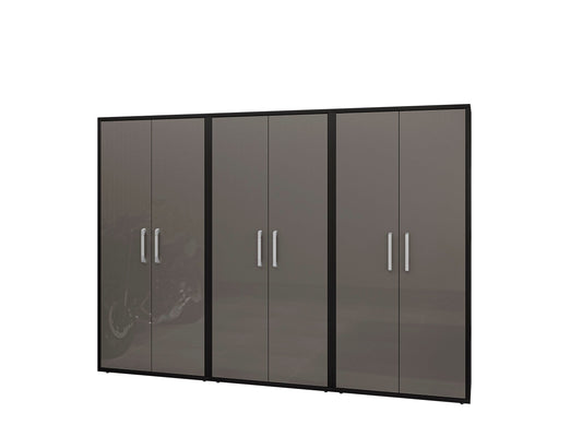 Manhattan Comfort Eiffel Storage Cabinet in Matte Black and Grey (Set of 3) 3-250BMC85