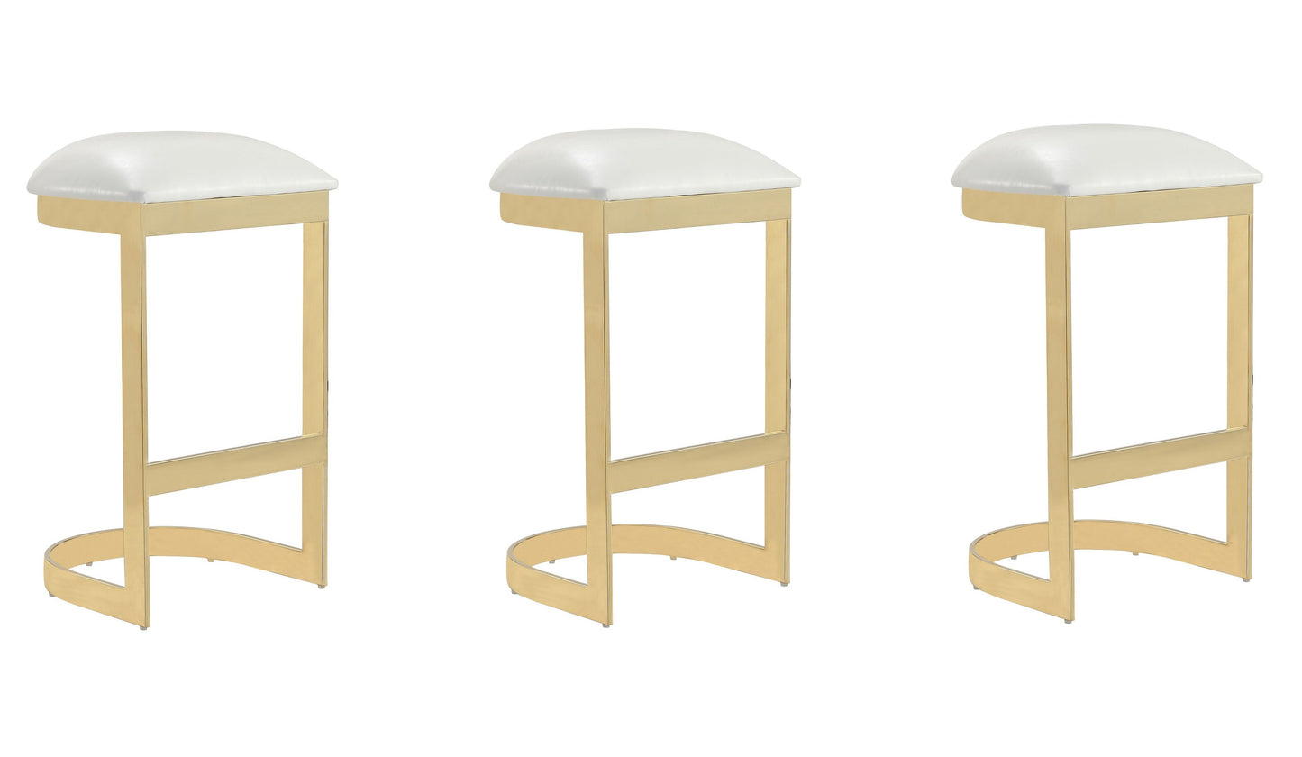 Manhattan Comfort Aura 28.54 in. Polished Brass Stainless Steel Bar Stool