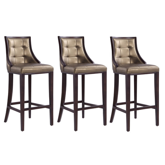 Manhattan Comfort Fifth Avenue 45 in. Bronze and Walnut Beech Wood Bar Stool (Set of 3) 3-BS007-BZ