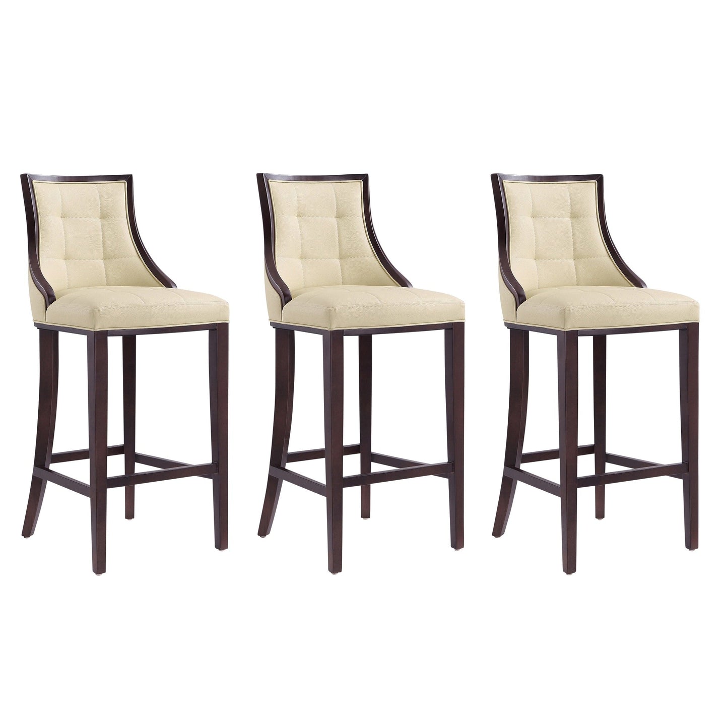 Manhattan Comfort Fifth Avenue 45 in. Cream and Walnut Beech Wood Bar Stool (Set of 3) 3-BS007-CR