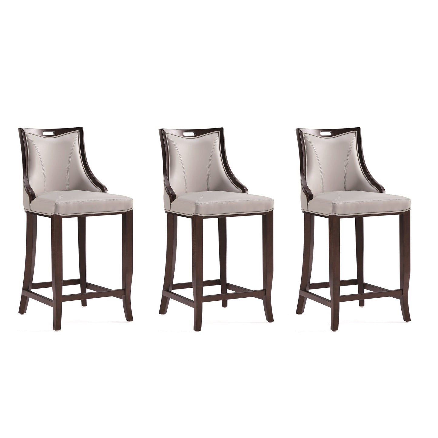 Manhattan Comfort Emperor 41 in. Walnut Beech Wood Bar Stool (Set of 2 or 3)