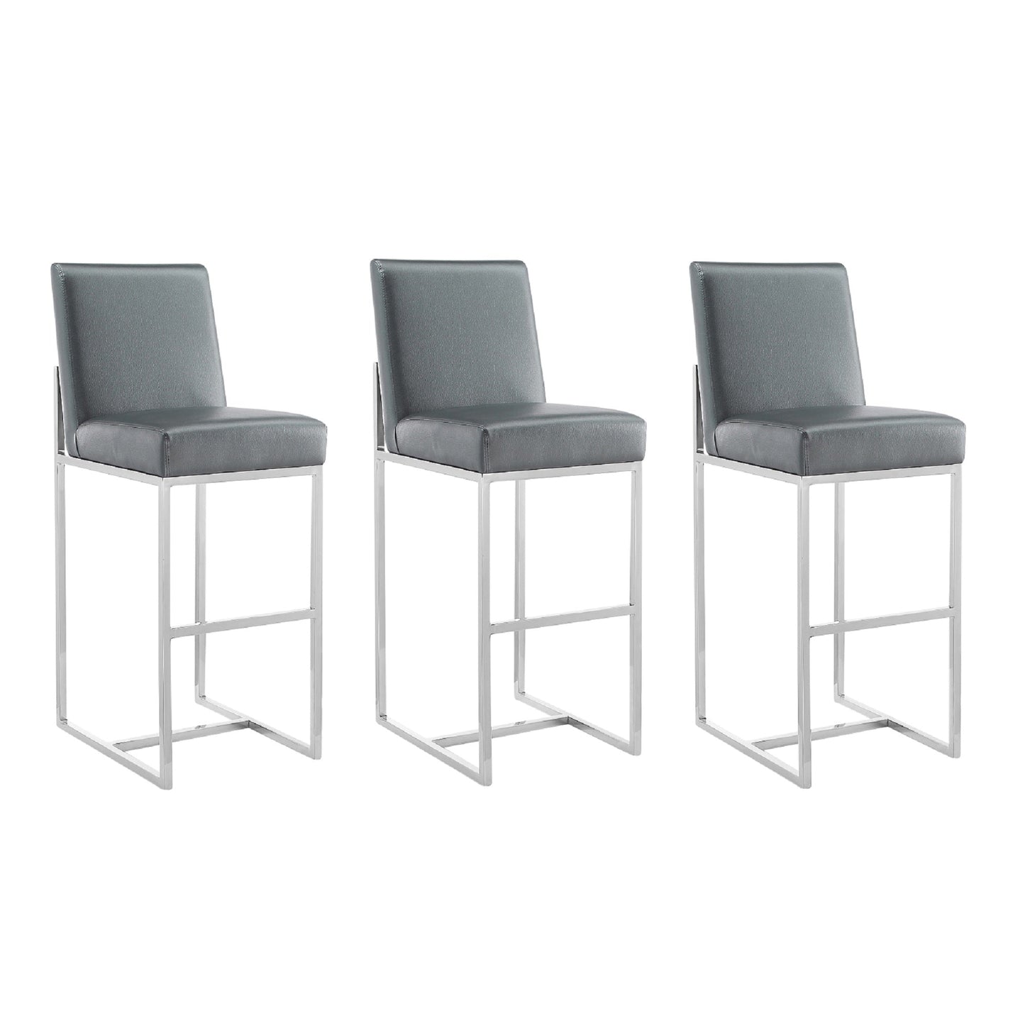 Manhattan Comfort Element 42.13 in. Polished Chrome Stainless Steel Bar Stool