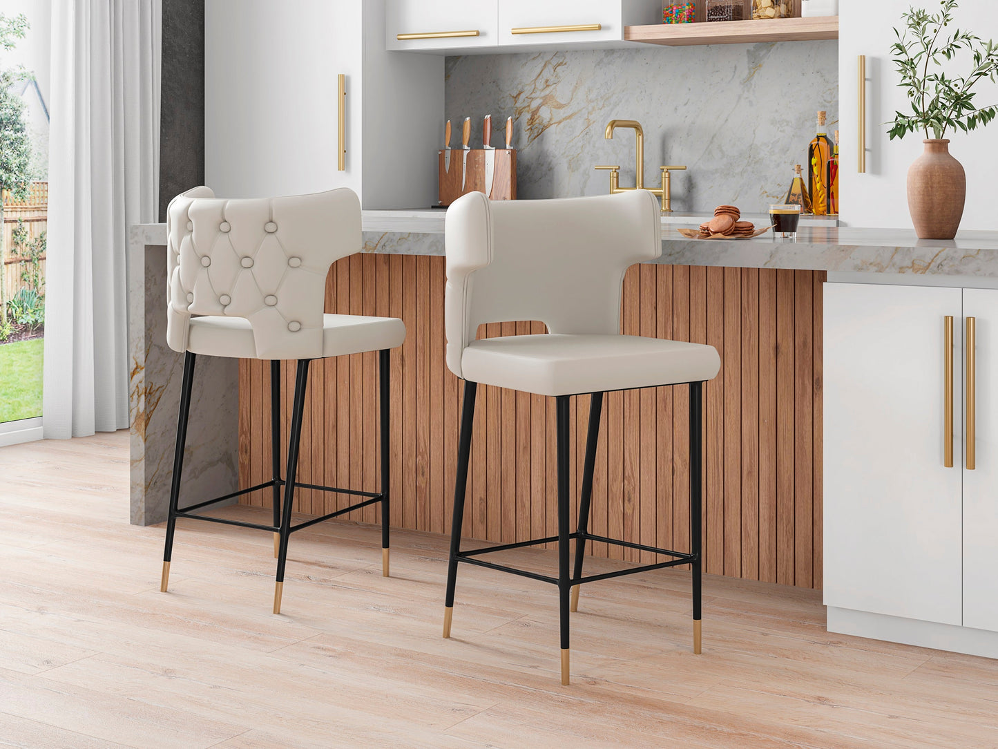 Manhattan Comfort Holguin 41.34 in. Wood Barstool (Set of 2 or 3)