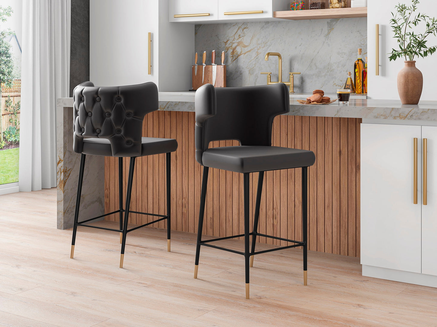 Manhattan Comfort Holguin 41.34 in. Wood Barstool (Set of 2 or 3)