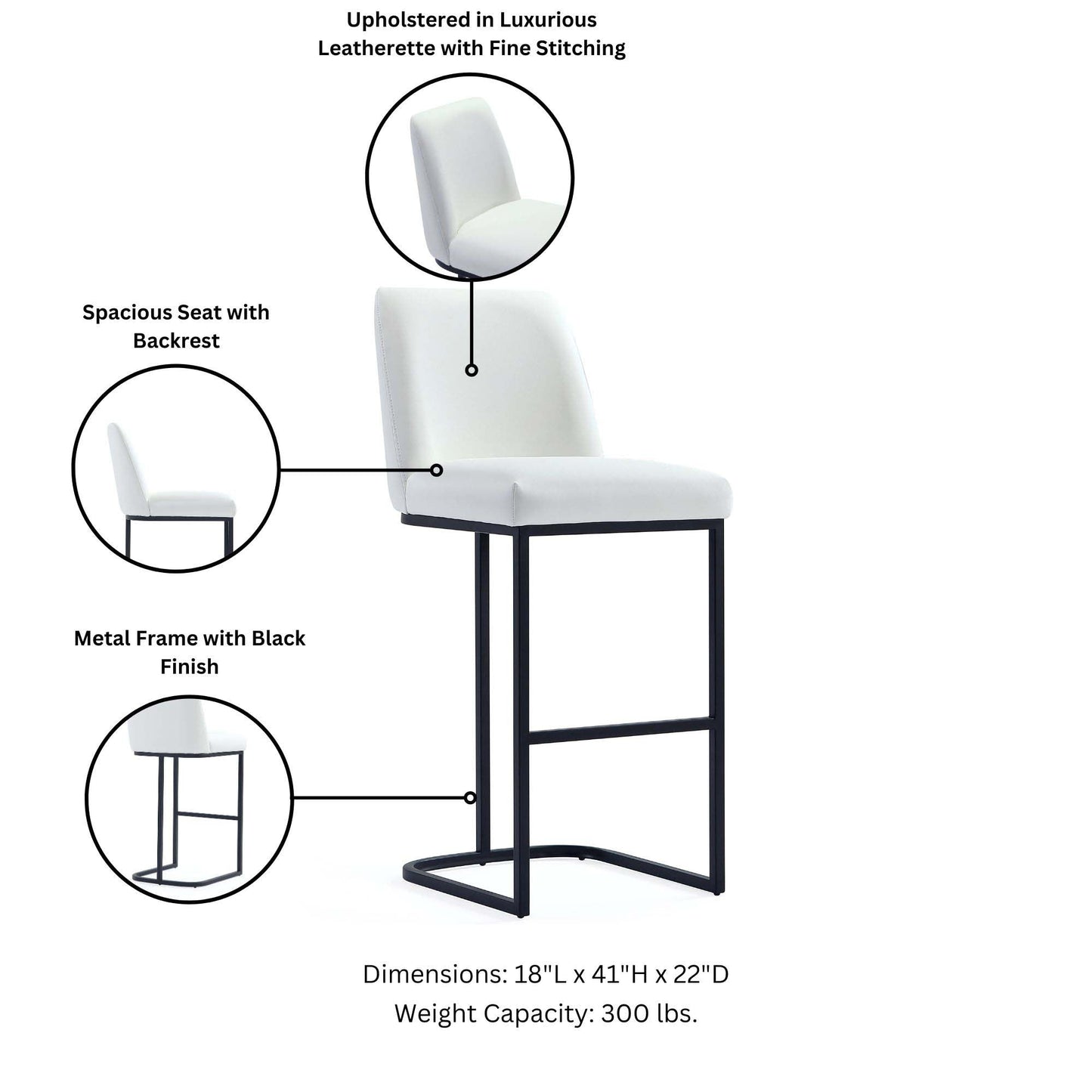 Manhattan Comfort Serena Modern Leatherette Upholstered Barstool and Counter Stool Set