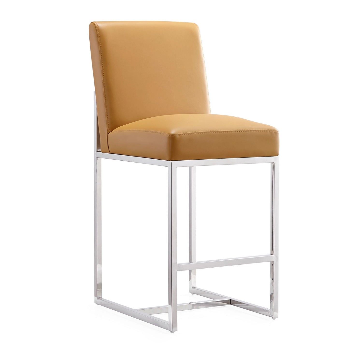 Manhattan Comfort Element 37.2 in. Polished Chrome Stainless Steel Counter Height Bar Stool