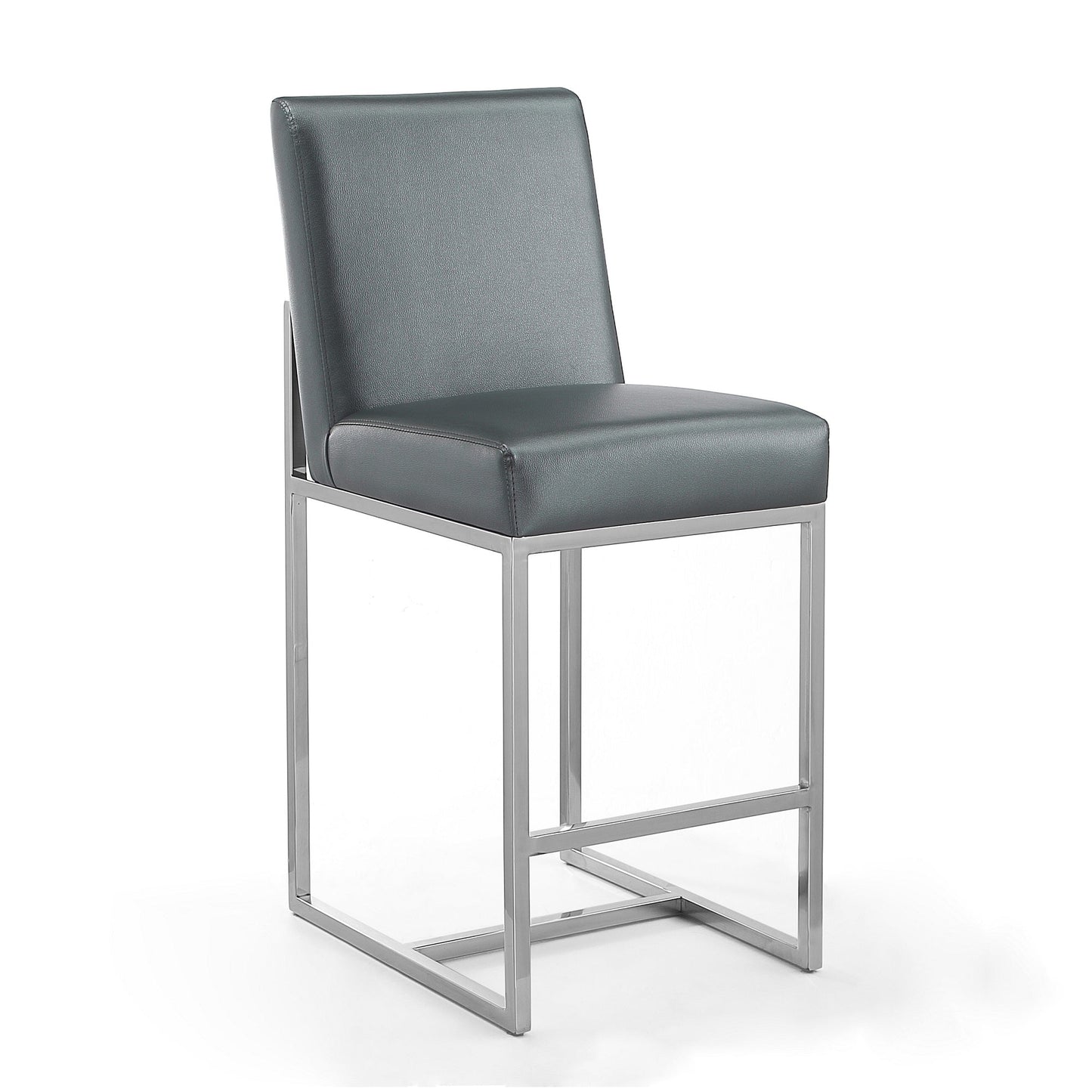 Manhattan Comfort Element 37.2 in. Polished Chrome Stainless Steel Counter Height Bar Stool