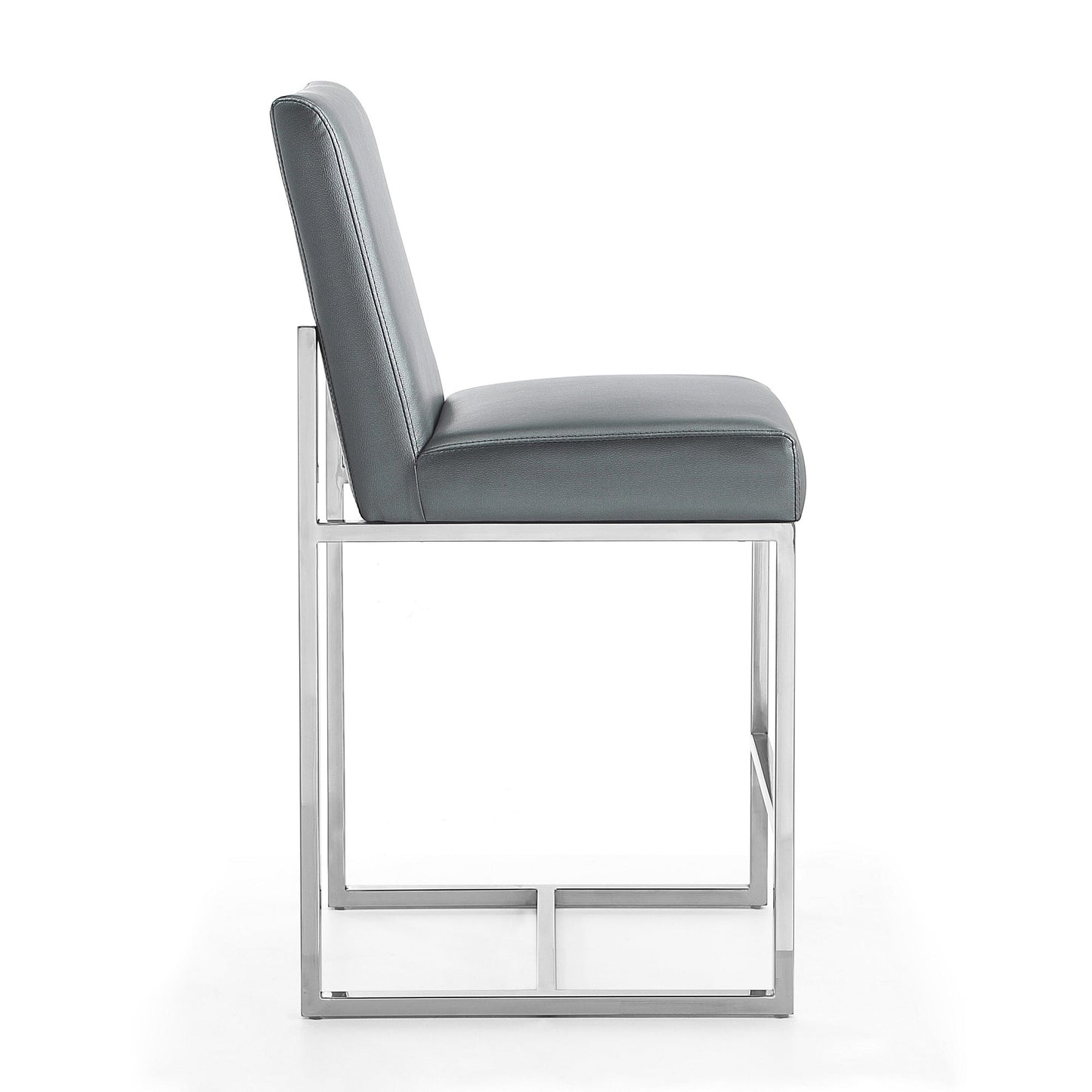 Manhattan Comfort Element 37.2 in. Polished Chrome Stainless Steel Counter Height Bar Stool