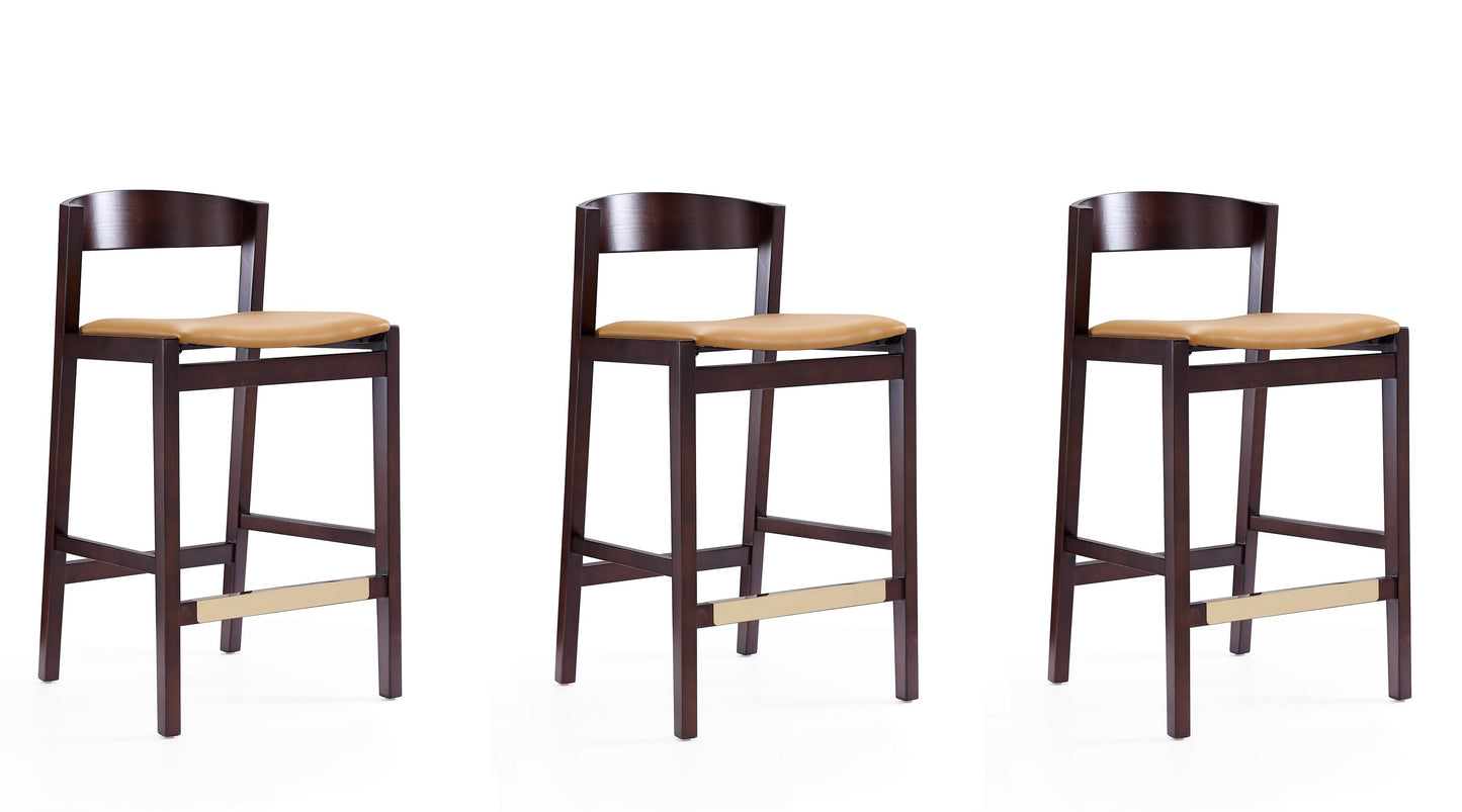 Manhattan Comfort Klismos 36.75 in. Dark Walnut Beech Wood Counter Height Bar Stool