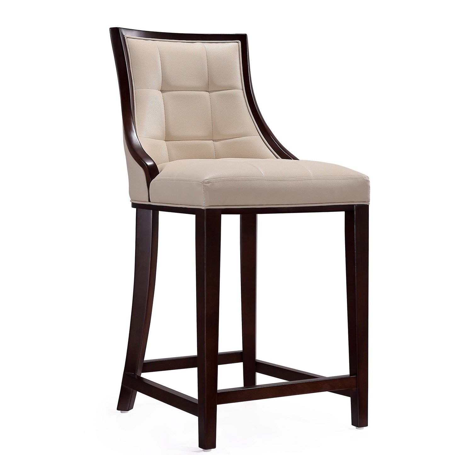 Manhattan Comfort Fifth Ave 39.5 in. Cream and Dark Walnut Beech Wood Counter Height Bar Stool (Set of 3) 3-CS012-CR