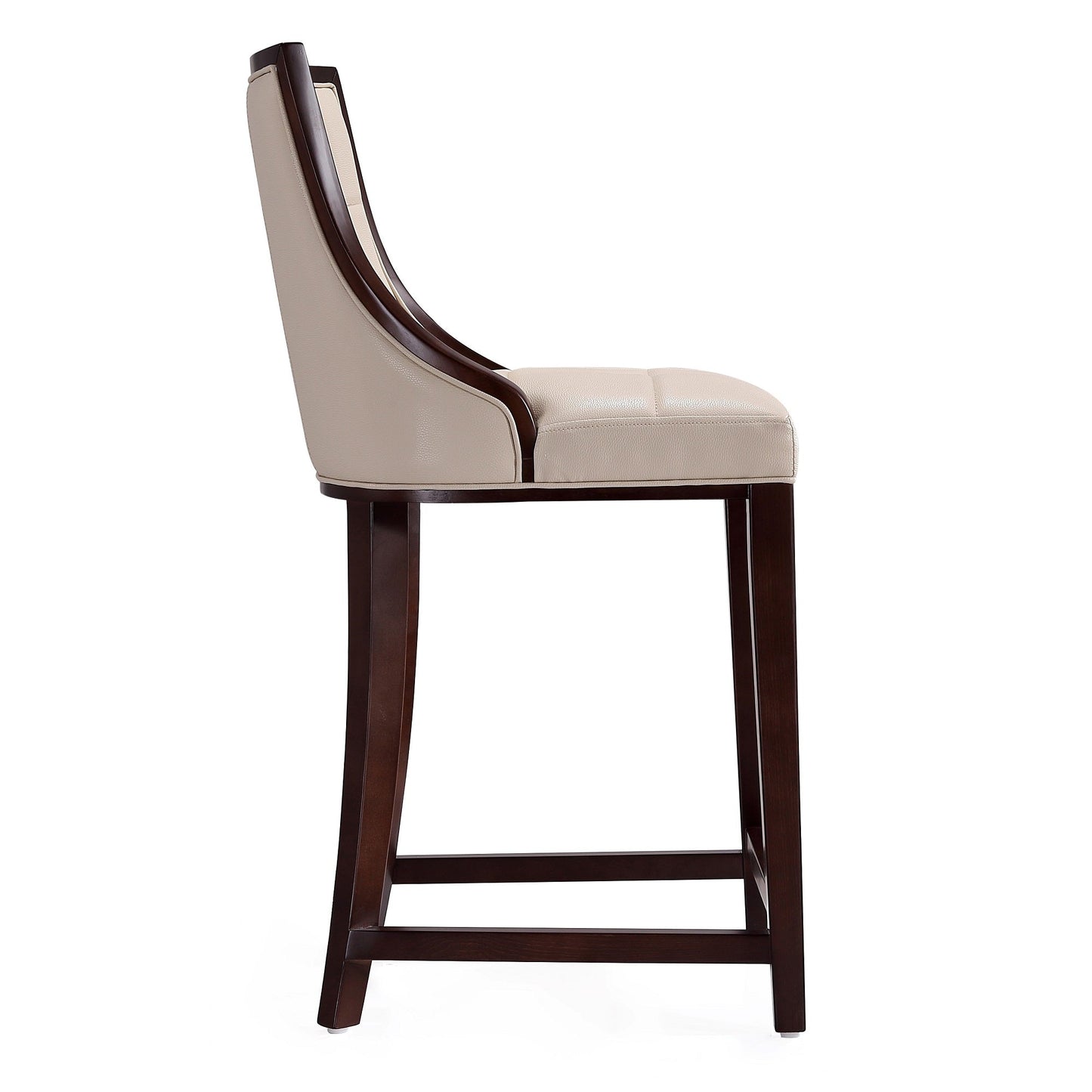 Manhattan Comfort Fifth Ave 39.5 in. Cream and Dark Walnut Beech Wood Counter Height Bar Stool (Set of 3) 3-CS012-CR