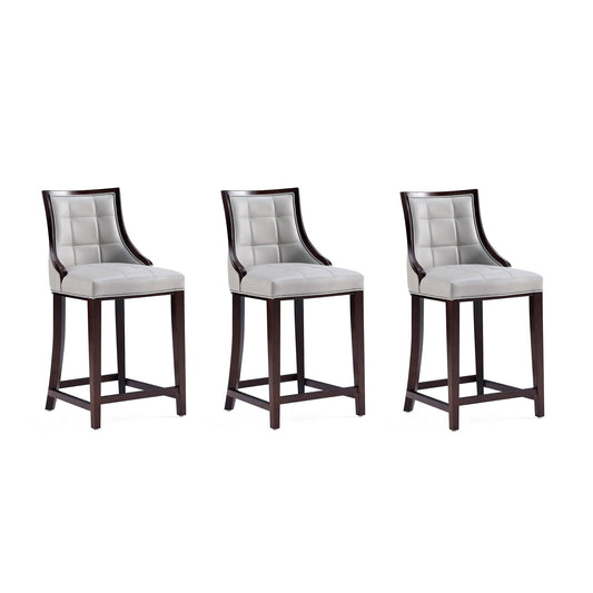 Manhattan Comfort Fifth Avenue Faux Leather Counter Stool in Light Grey (Set of 3) 3-CS012-LG