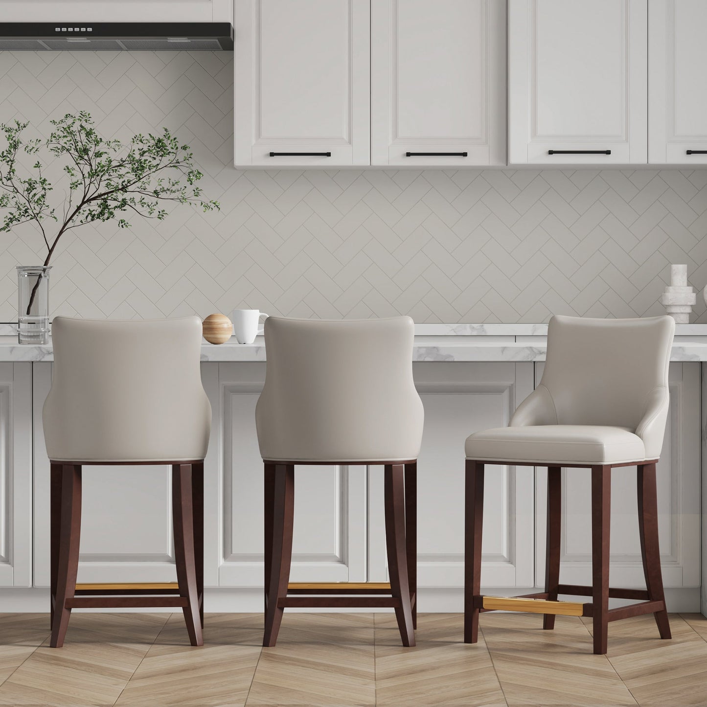 Manhattan Comfort Modern Shubert Barstool and Counter Stool with Beech Wood Legs