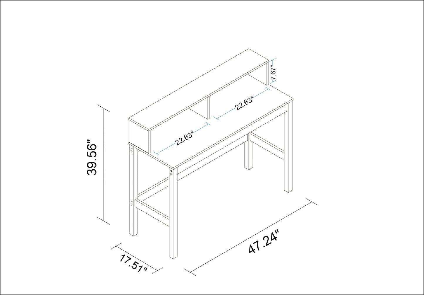 Manhattan Comfort Bowery Desk in Black and Oak 309AMC182