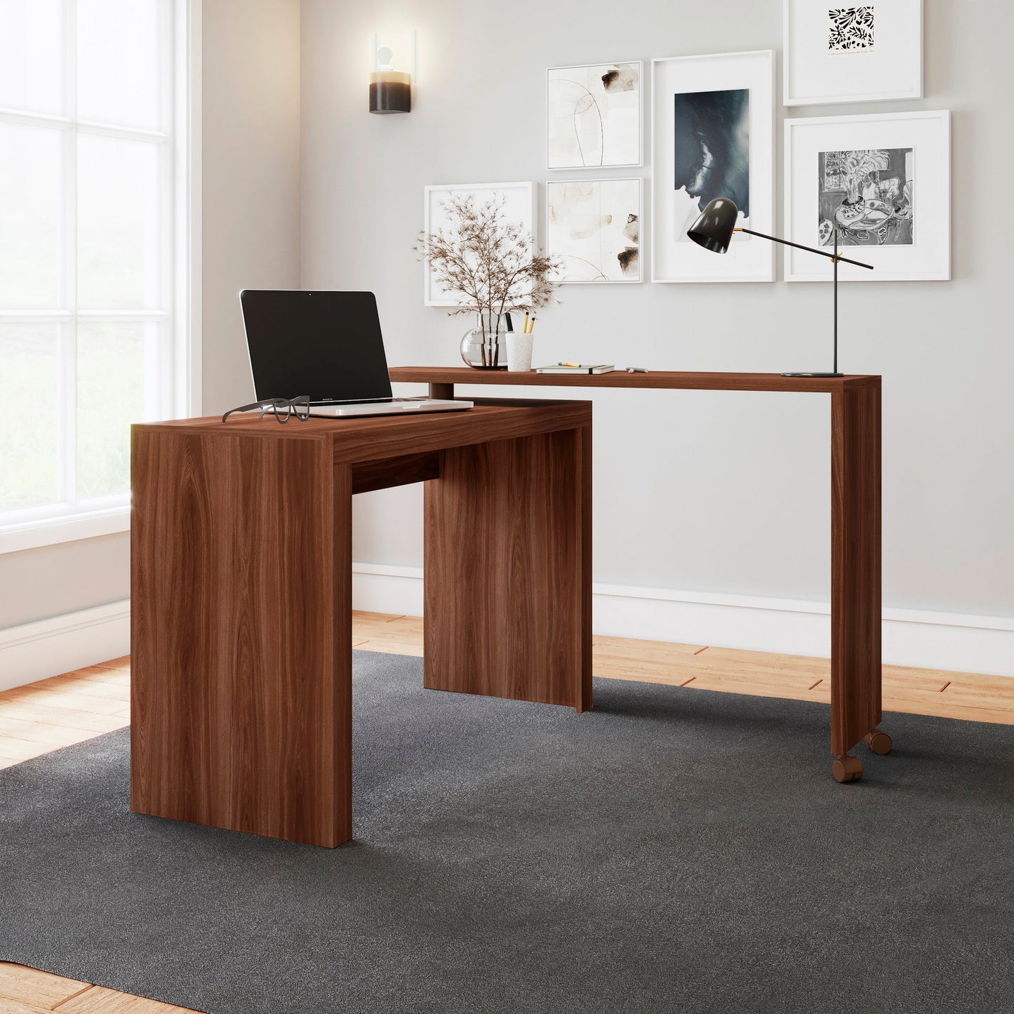 Manhattan Comfort Innovative Calabria Nested Desk in Nut Brown 33AMC164