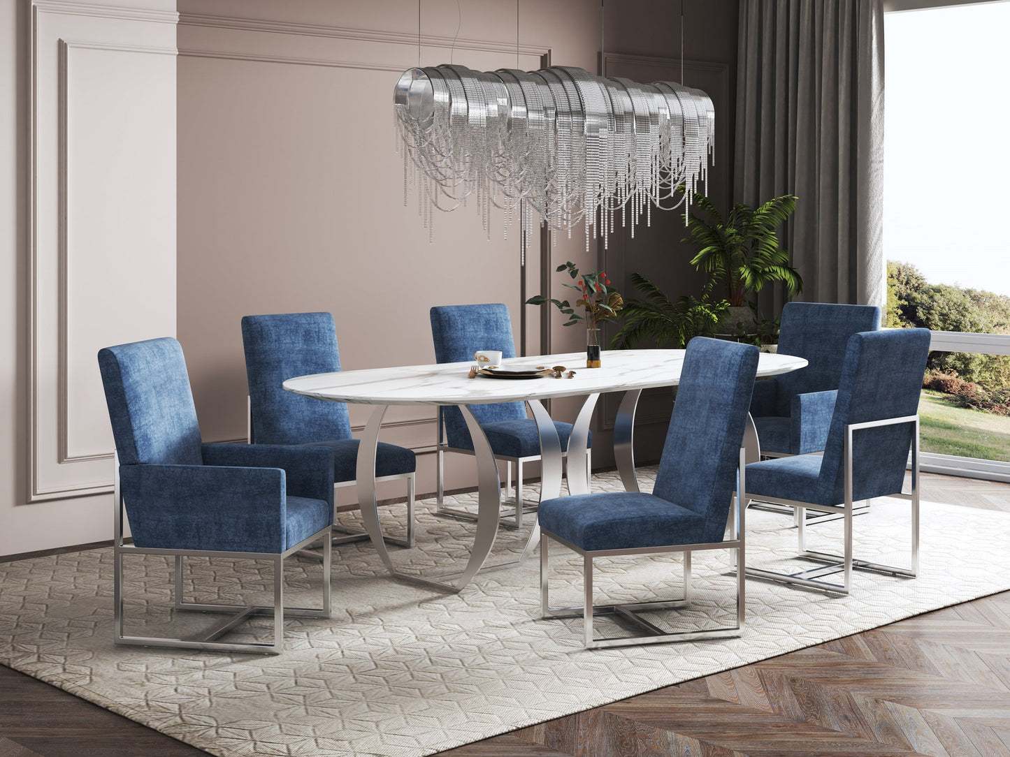 Manhattan Comfort Element Blue Dining Chairs (Set of 6) 4-DC2930-BL