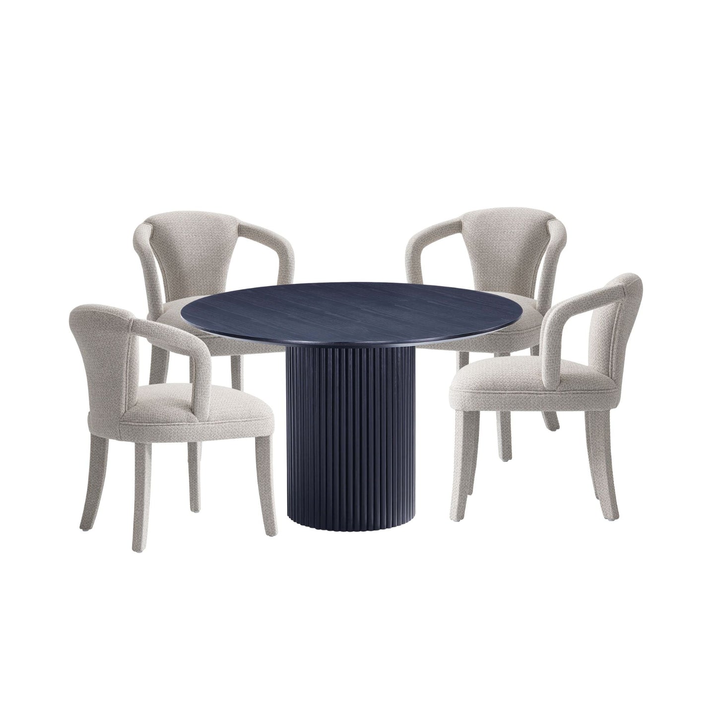 Manhattan Comfort 5-Piece Hathaway Modern 47.24 Solid Wood Round Dining Set with Upholstered Dining Chairs