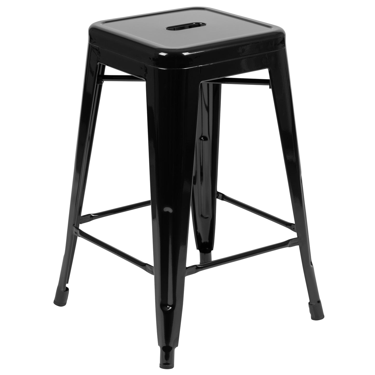 Black 24" High Metal Stool 4-ET-31320-24-BK-R-GG
