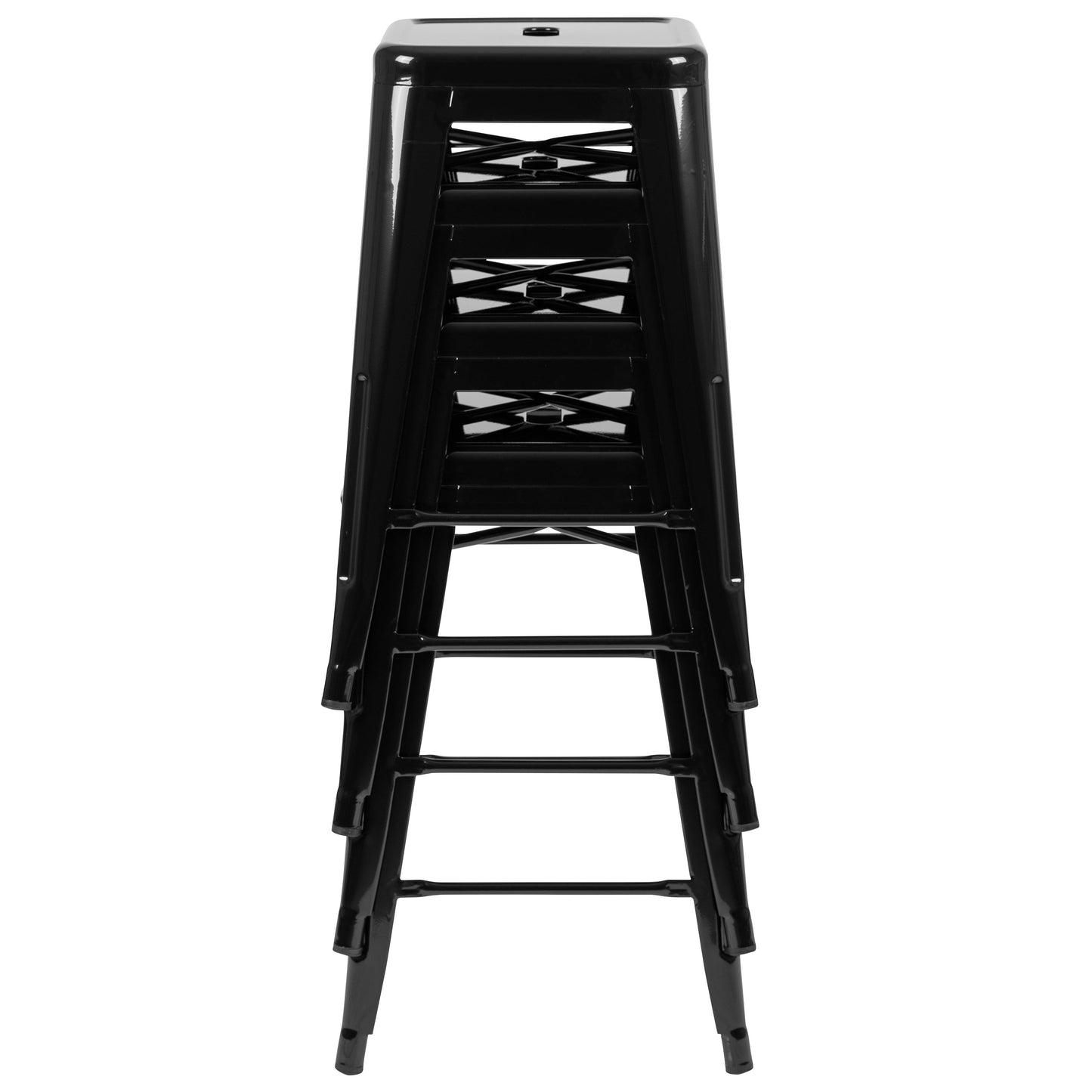 Black 24" High Metal Stool 4-ET-31320-24-BK-R-GG