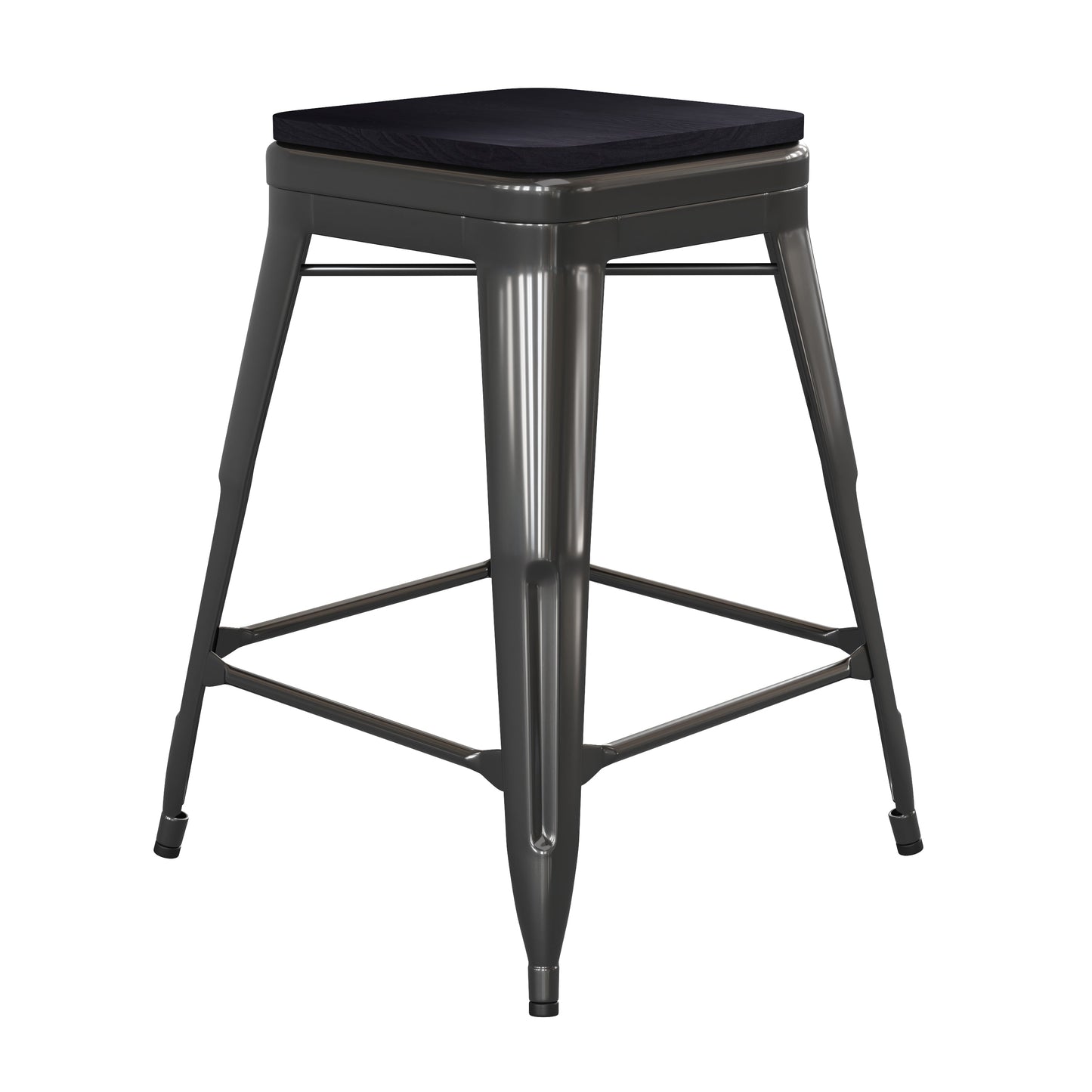4PK 24" Black Stool-Black Seat 4-ET-31320-24-BK-R-PL2B-GG