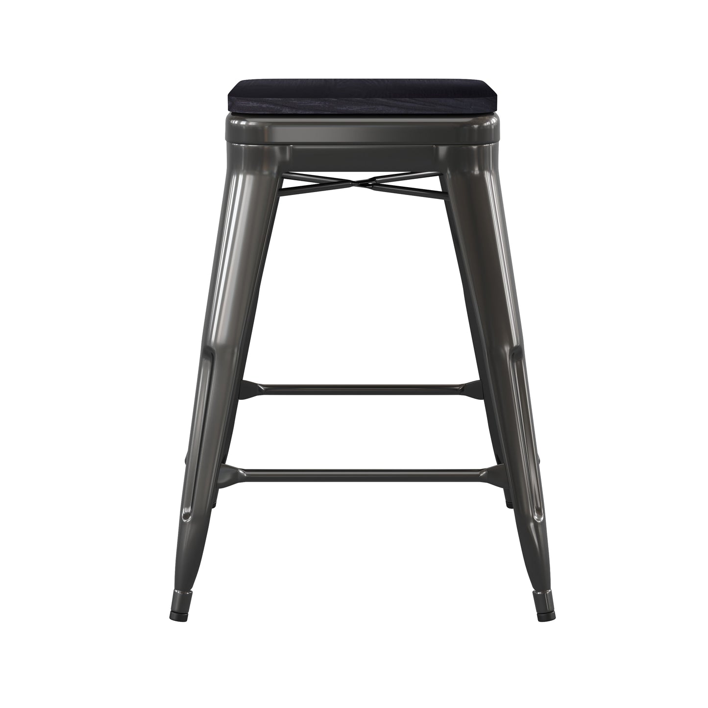 4PK 24" Black Stool-Black Seat 4-ET-31320-24-BK-R-PL2B-GG