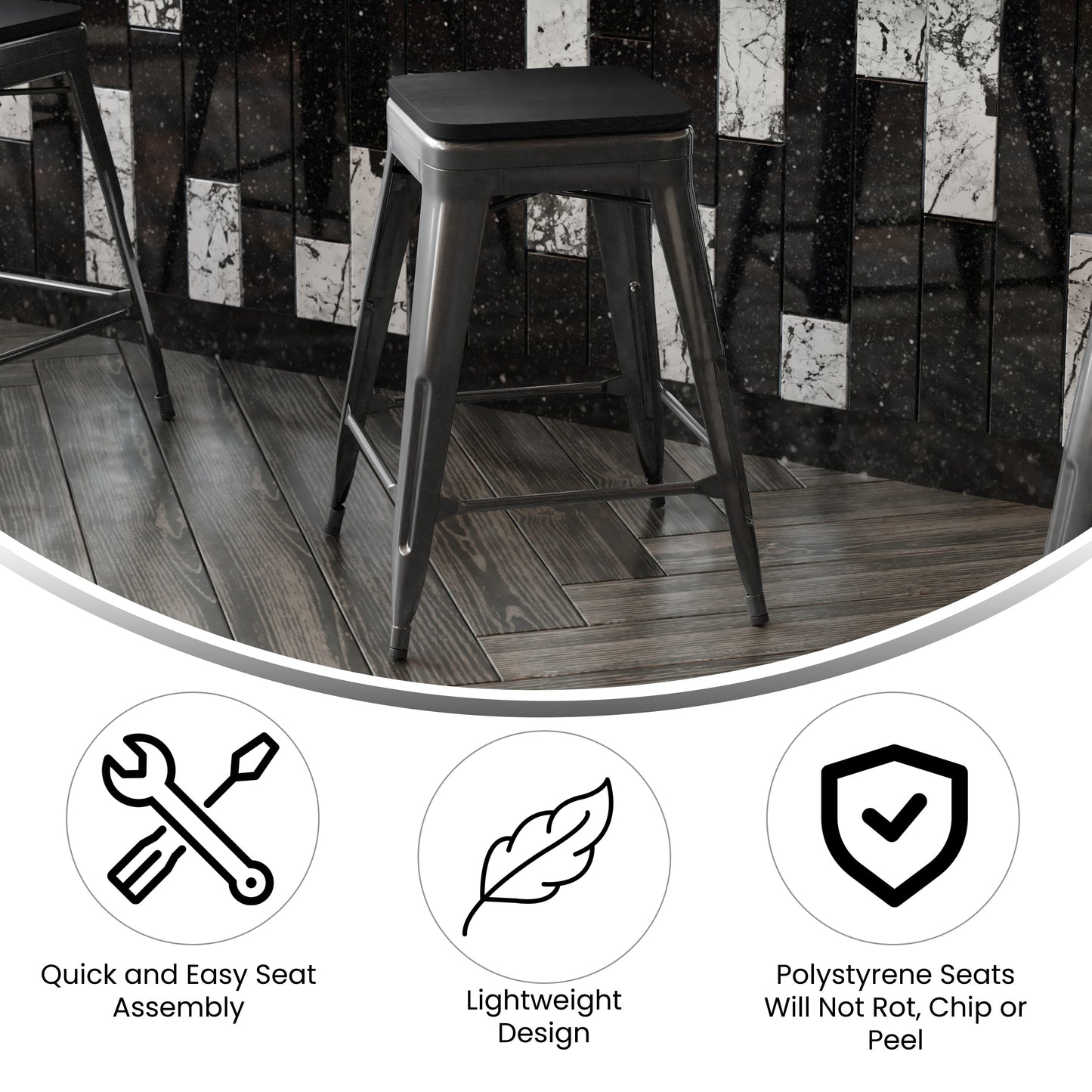 4PK 24" Black Stool-Black Seat 4-ET-31320-24-BK-R-PL2B-GG