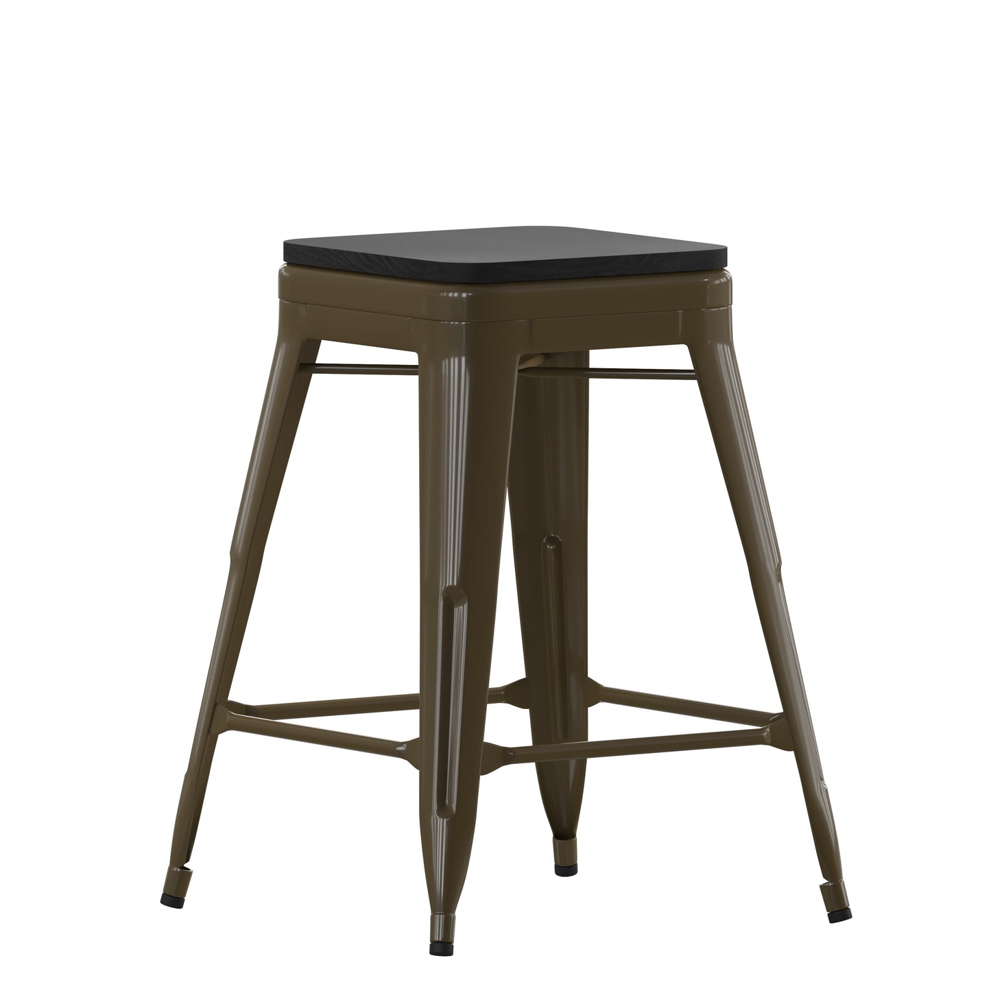 4PK 24" GN Stool-Black Seat 4-ET-31320-24-GN-R-PL2B-GG