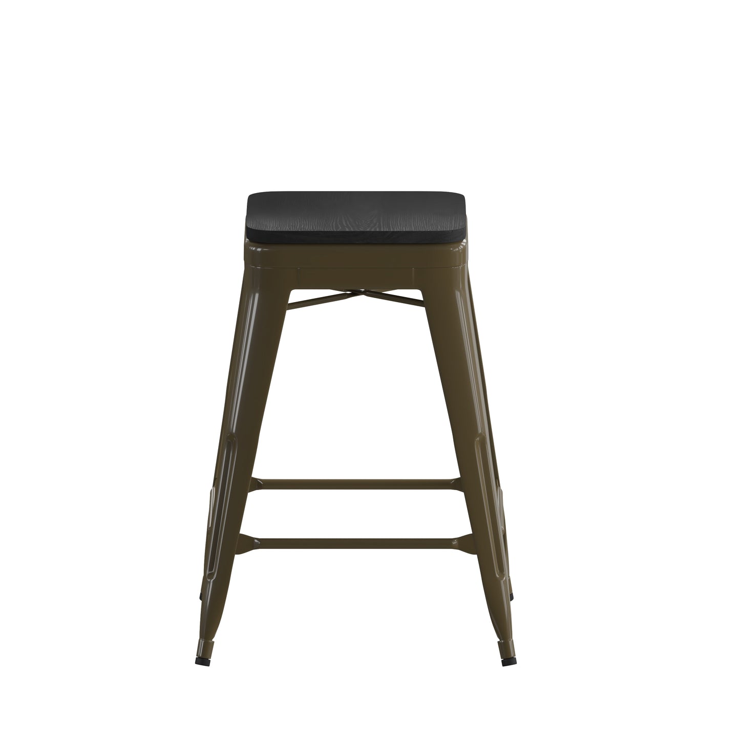 4PK 24" GN Stool-Black Seat 4-ET-31320-24-GN-R-PL2B-GG