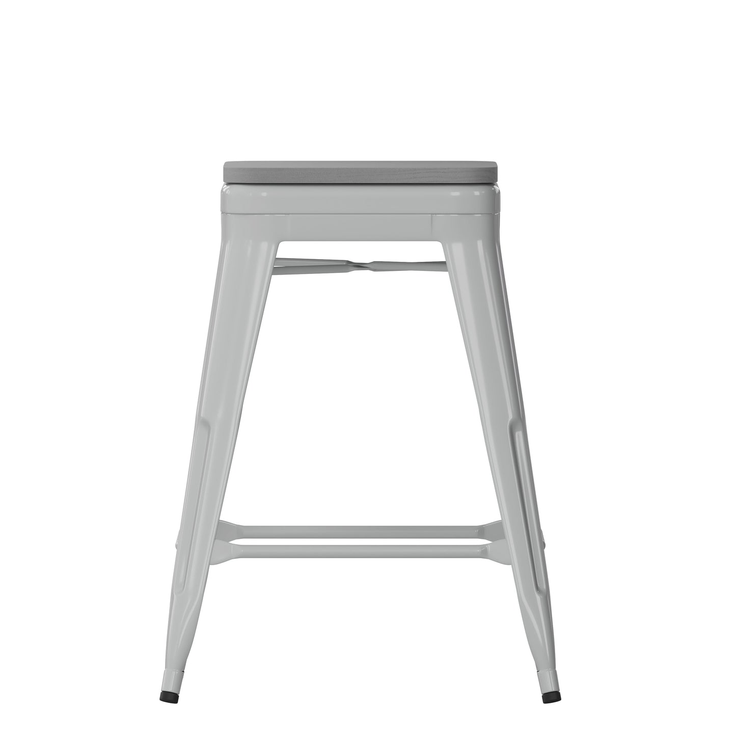 4PK 24" Silver Stool-Gray Seat 4-ET-31320-24-SV-R-PL2G-GG