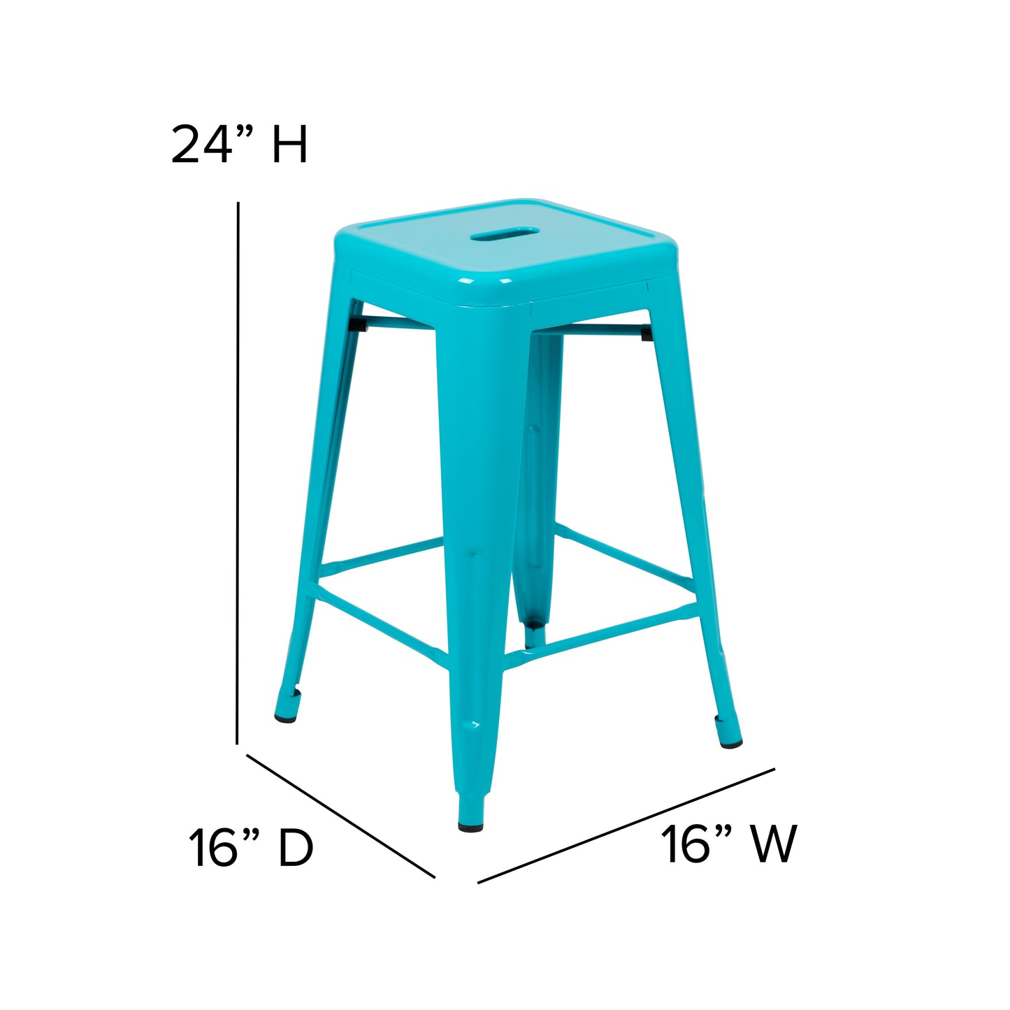 4PK 24" Teal Stool-Teal Seat 4-ET-31320-24-TL-R-PL2C-GG